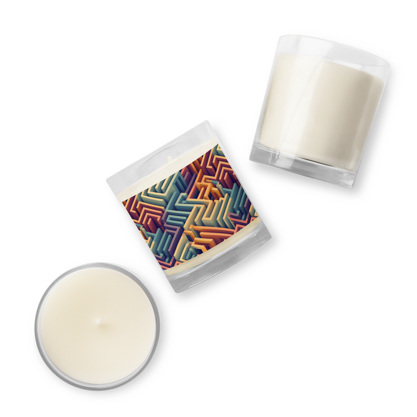 3D Maze Illusion | 3D Patterns | Glass Jar Soy Wax Candle - #3
