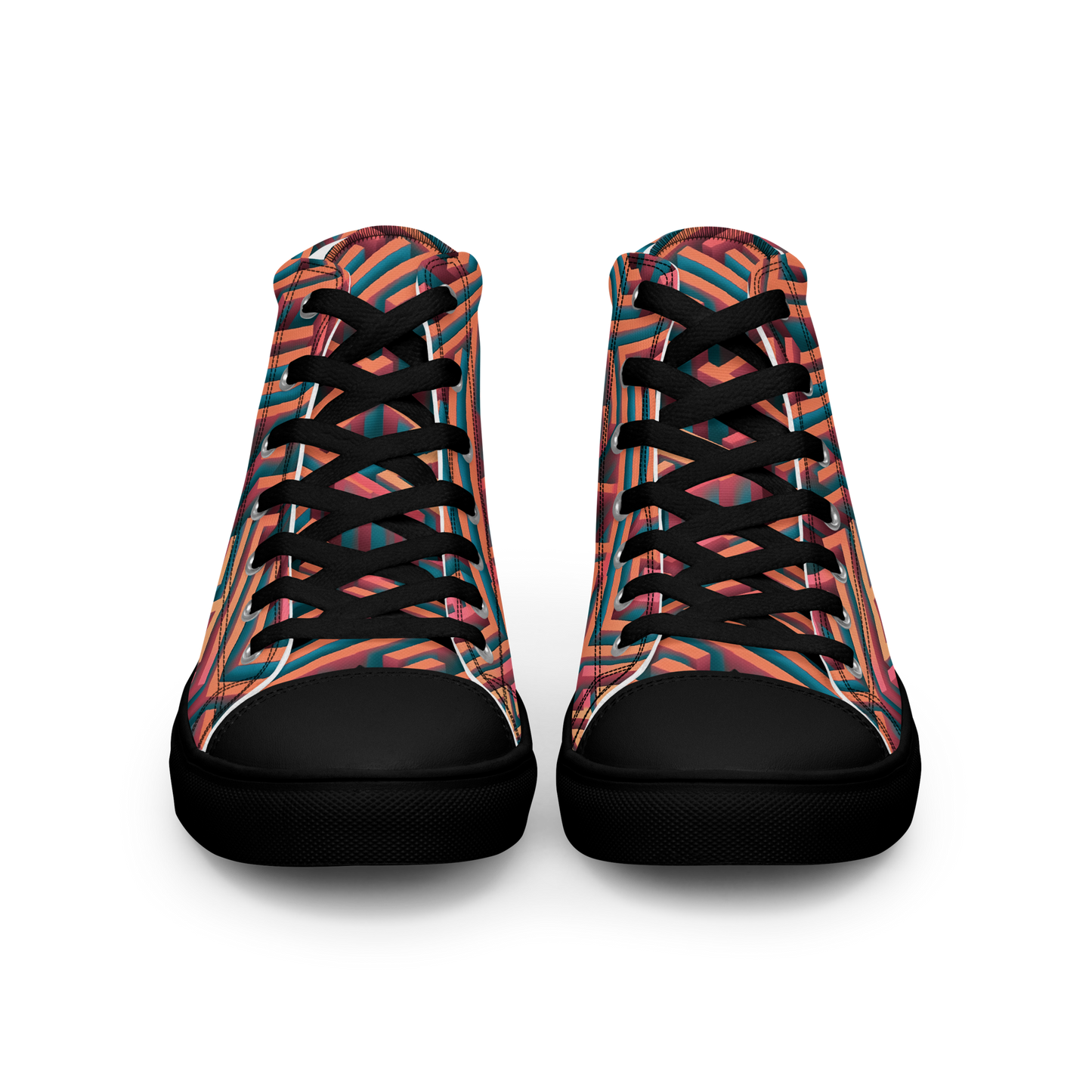 3D Maze Illusion | 3D Patterns | Men's High Top Canvas Shoes - #1