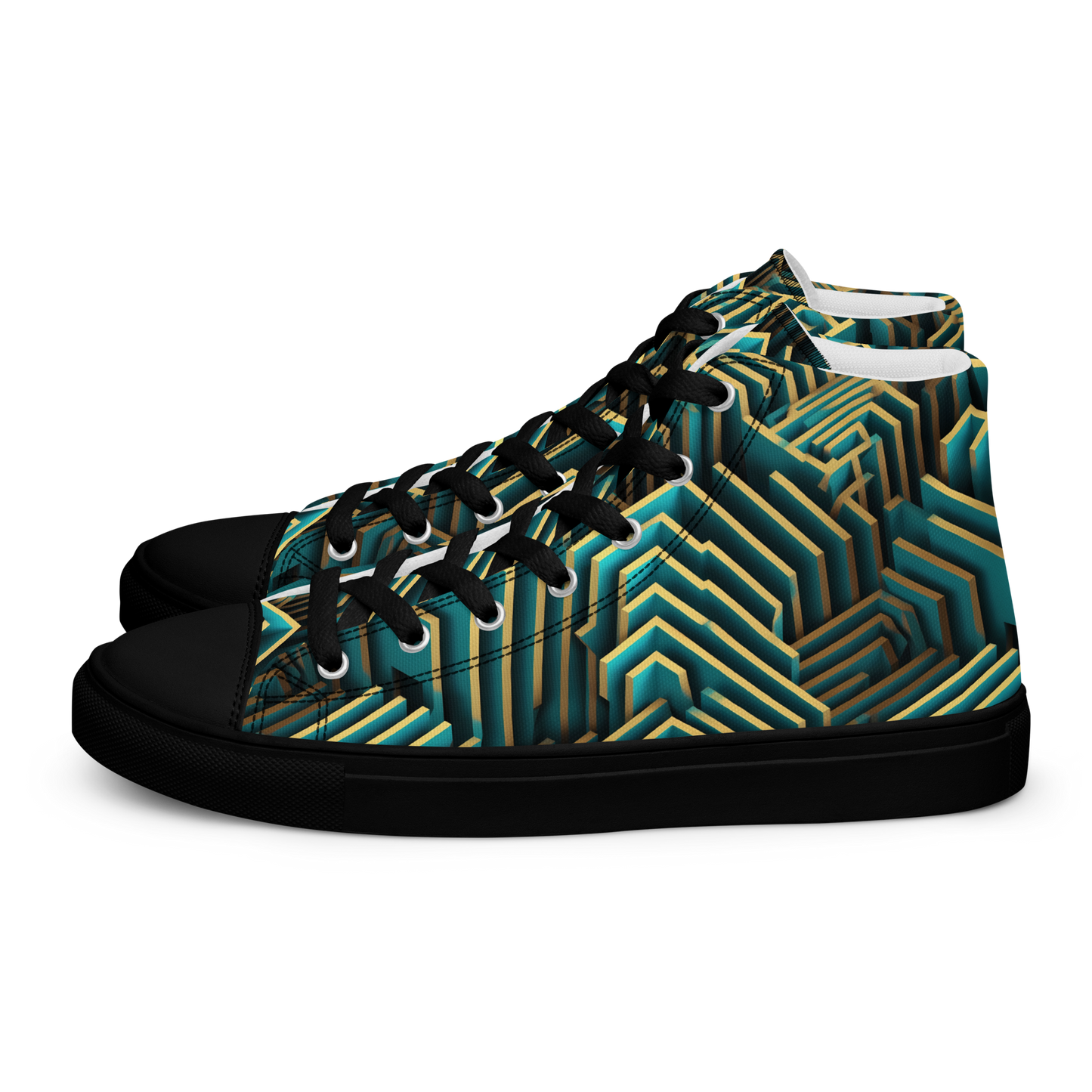 3D Maze Illusion | 3D Patterns | Men's High Top Canvas Shoes - #5