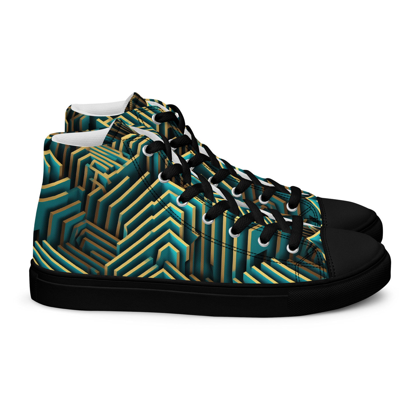 3D Maze Illusion | 3D Patterns | Men's High Top Canvas Shoes - #5