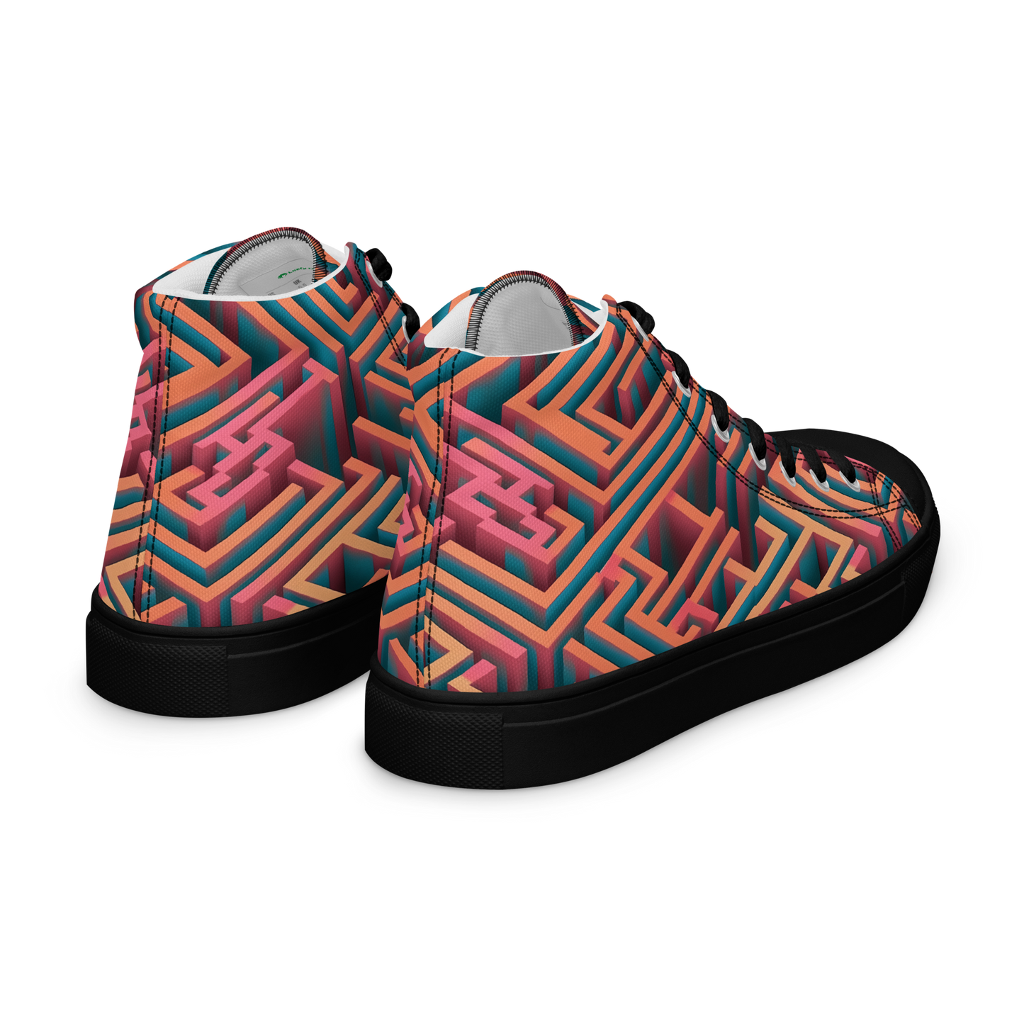 3D Maze Illusion | 3D Patterns | Men's High Top Canvas Shoes - #1