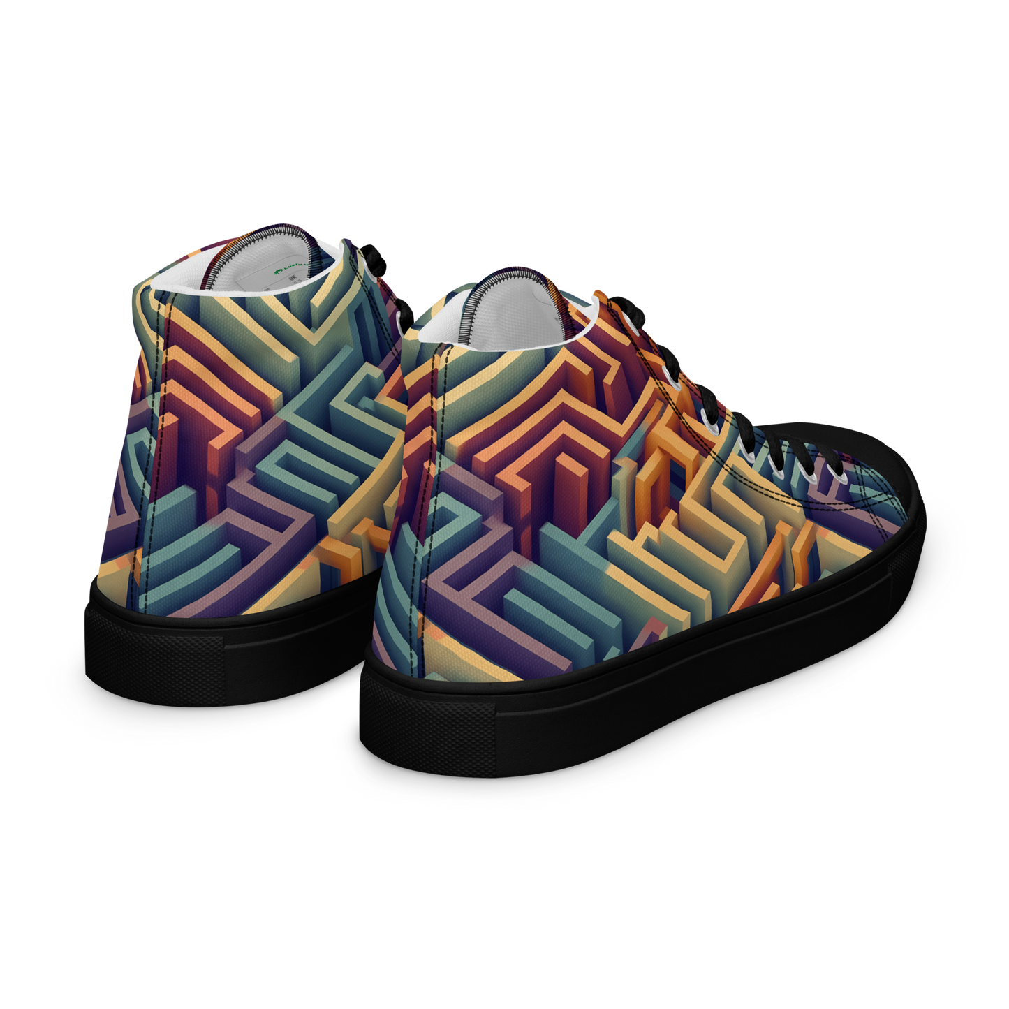 3D Maze Illusion | 3D Patterns | Men's High Top Canvas Shoes - #3