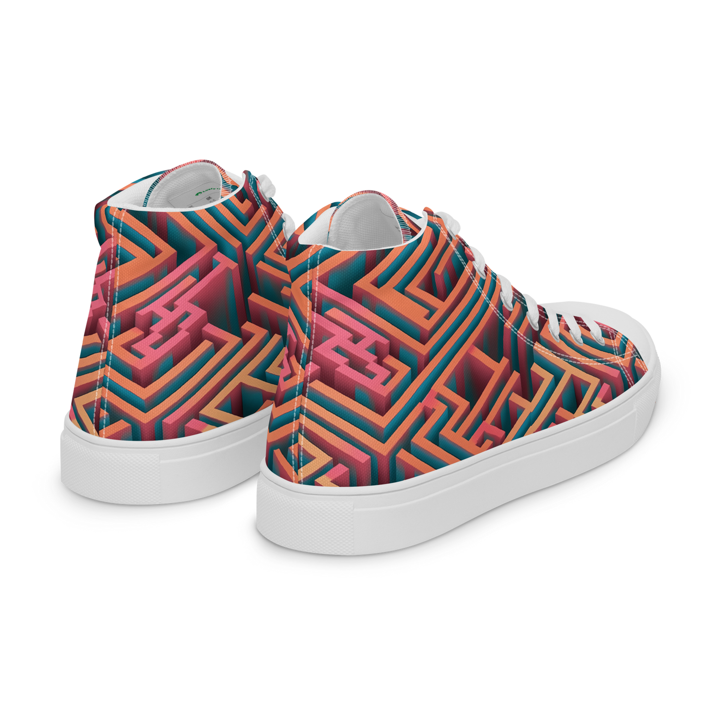 3D Maze Illusion | 3D Patterns | Men's High Top Canvas Shoes - #1