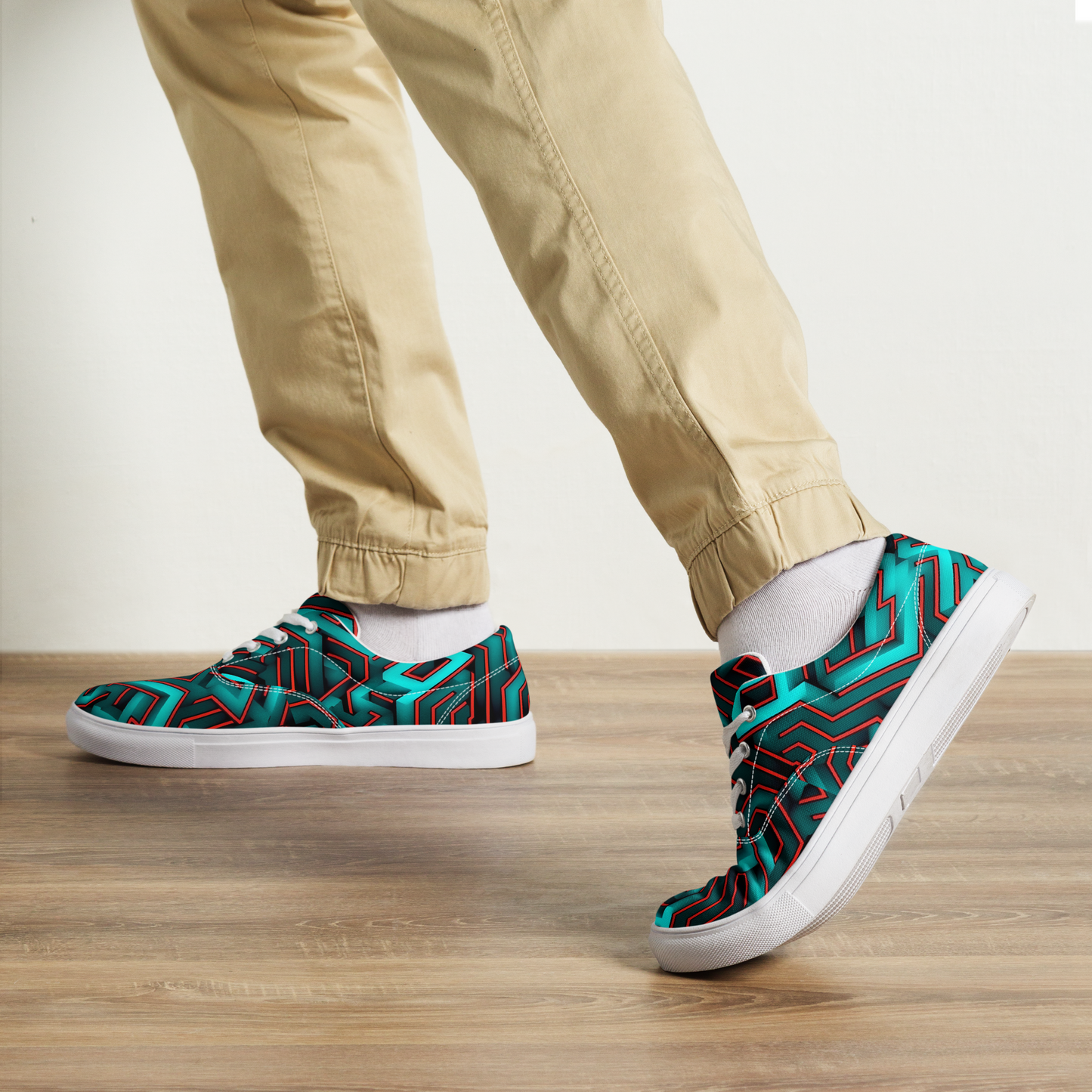 3D Maze Illusion | 3D Patterns | Men's Lace-Up Canvas Shoes - #2