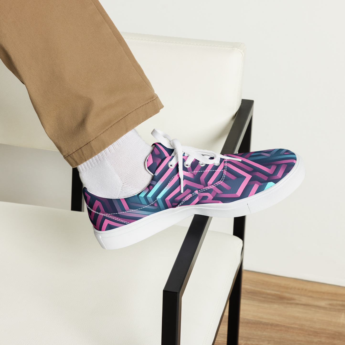 3D Maze Illusion | 3D Patterns | Men's Lace-Up Canvas Shoes - #4