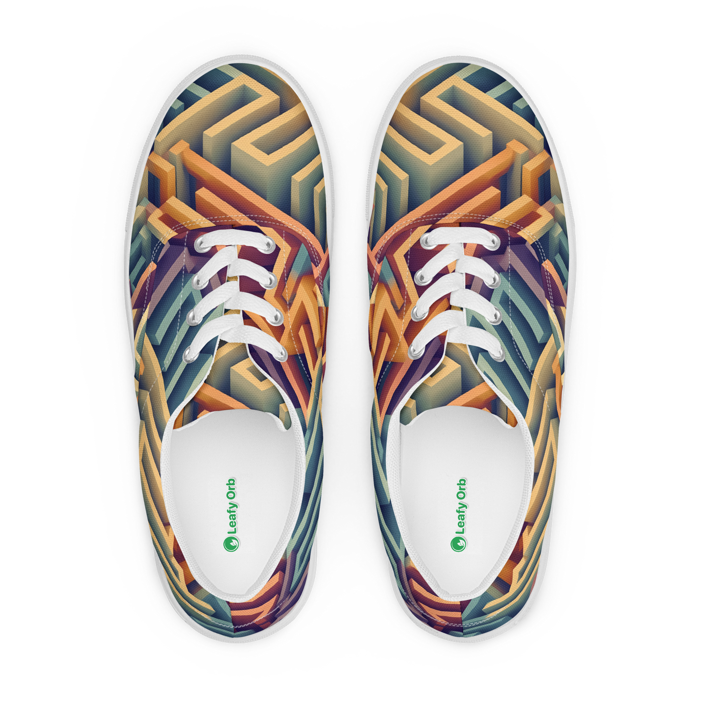 3D Maze Illusion | 3D Patterns | Men's Lace-Up Canvas Shoes - #3