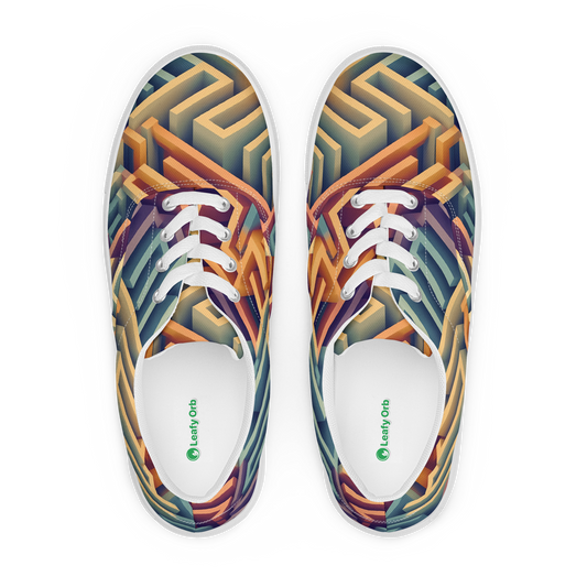 3D Maze Illusion | 3D Patterns | Men's Lace-Up Canvas Shoes - #3