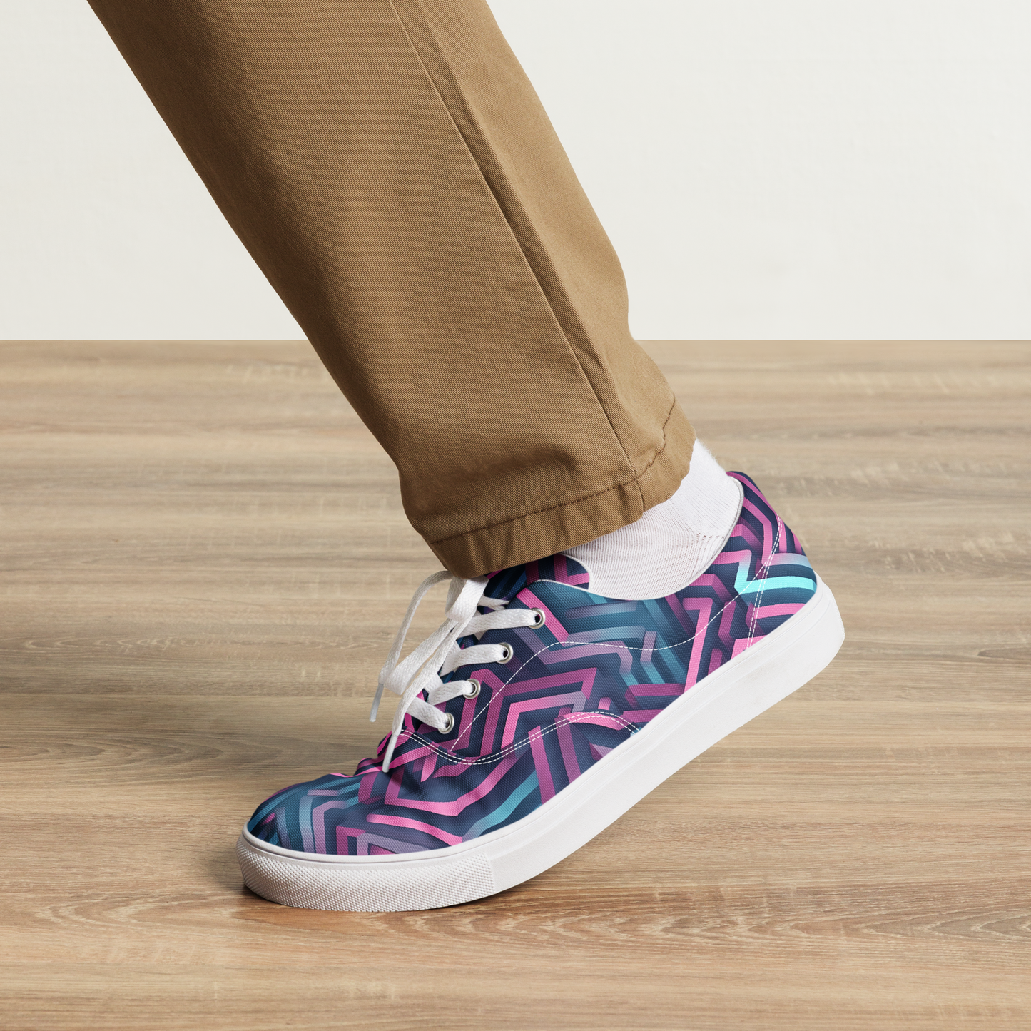 3D Maze Illusion | 3D Patterns | Men's Lace-Up Canvas Shoes - #4
