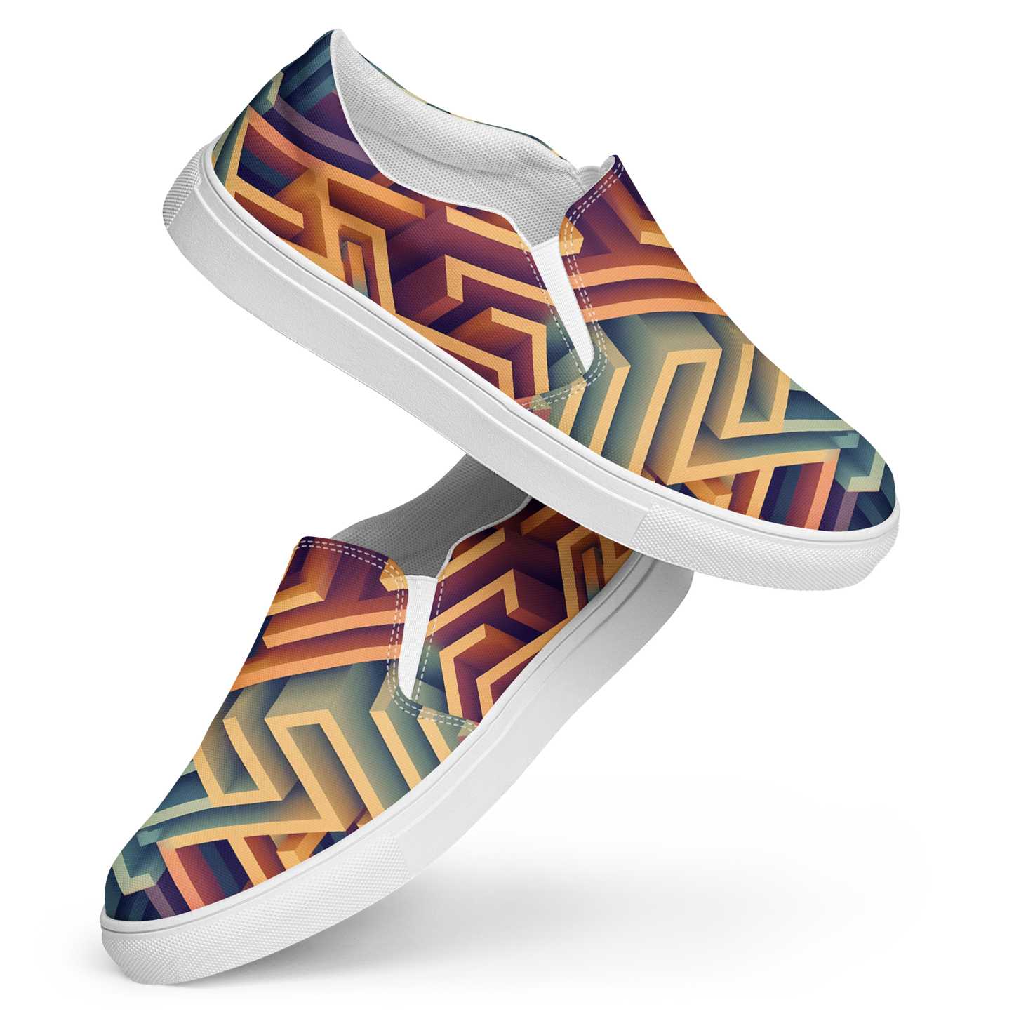 3D Maze Illusion | 3D Patterns | Men's Slip-On Canvas Shoes - #3