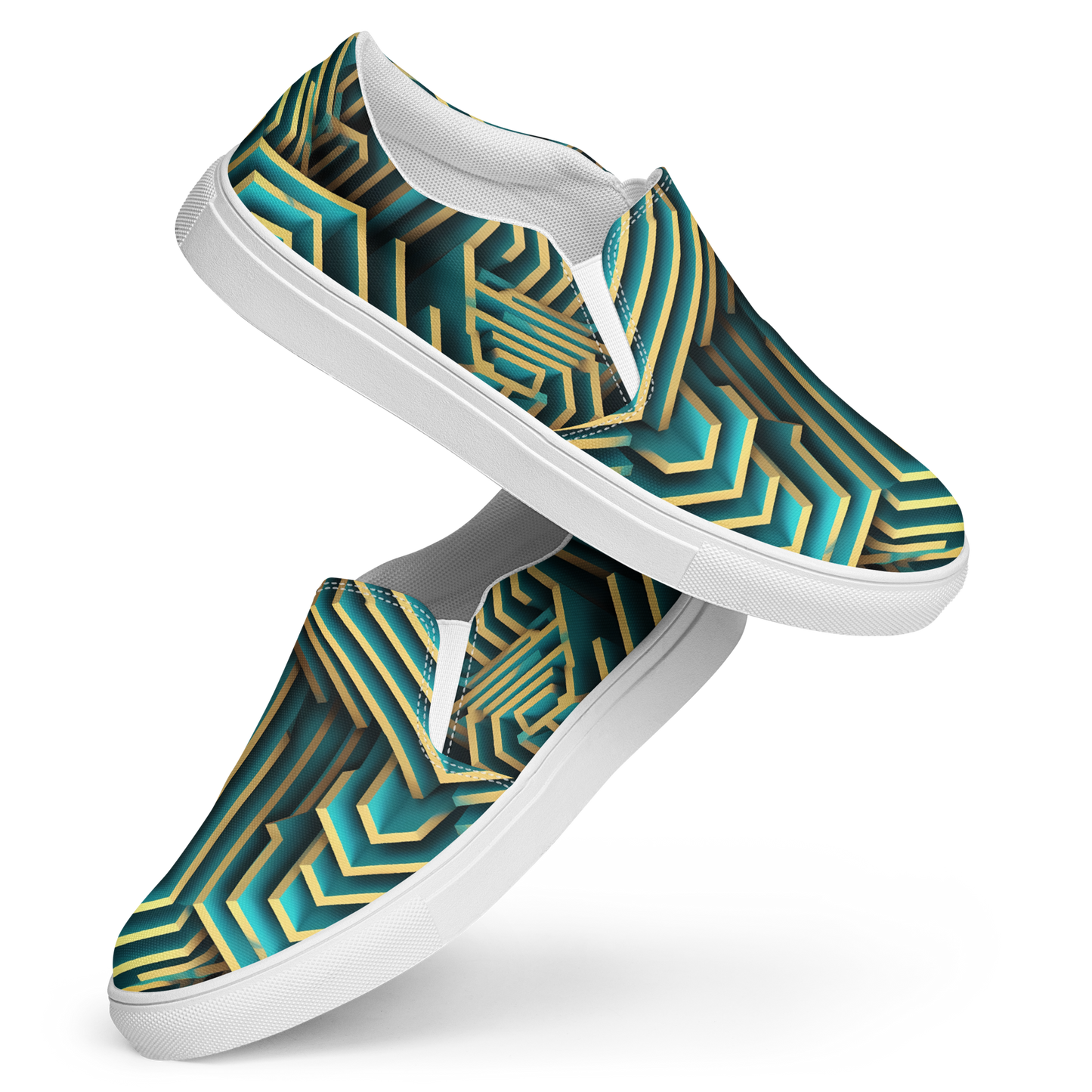 3D Maze Illusion | 3D Patterns | Men's Slip-On Canvas Shoes - #5