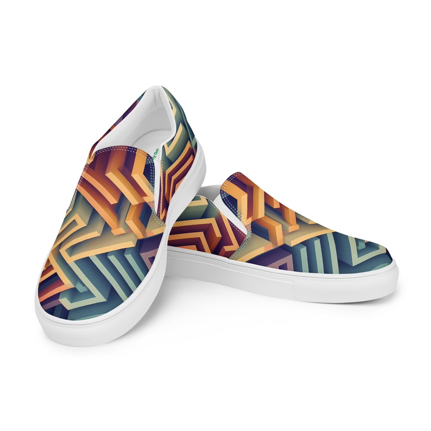 3D Maze Illusion | 3D Patterns | Men's Slip-On Canvas Shoes - #3