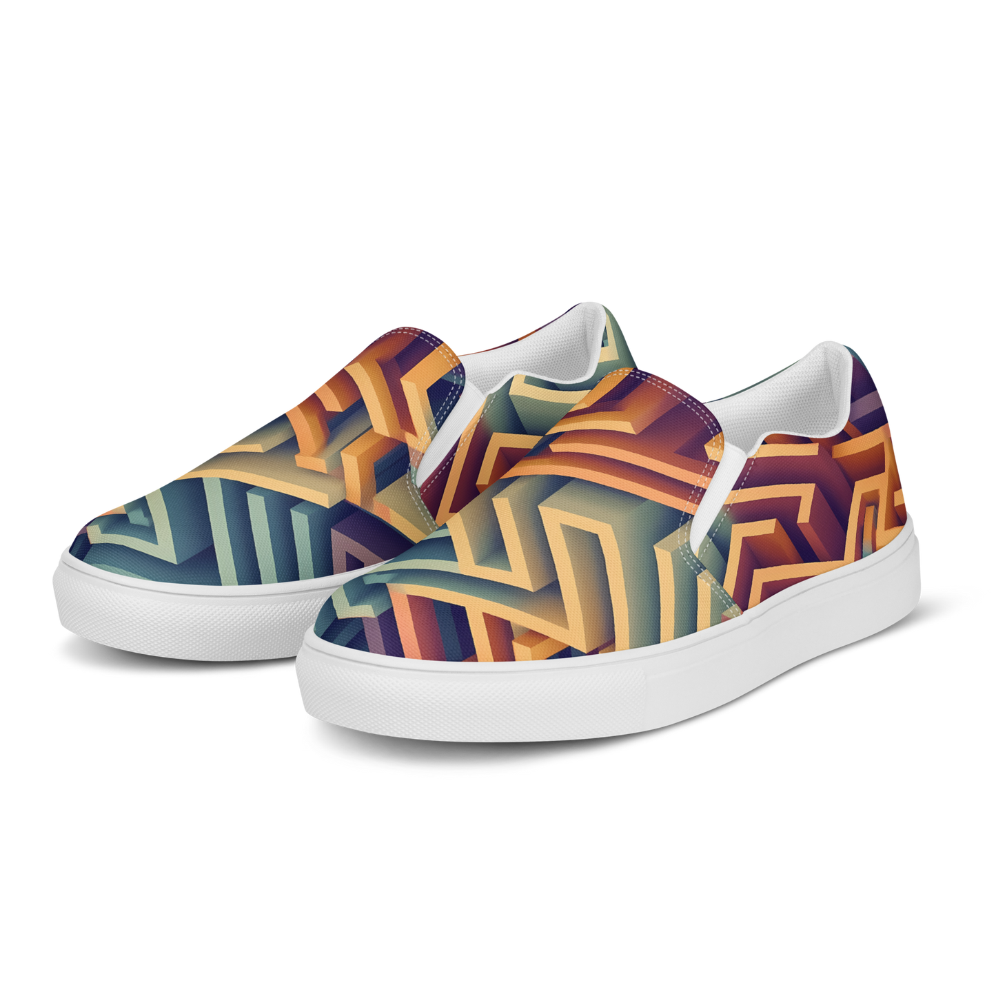 3D Maze Illusion | 3D Patterns | Men's Slip-On Canvas Shoes - #3