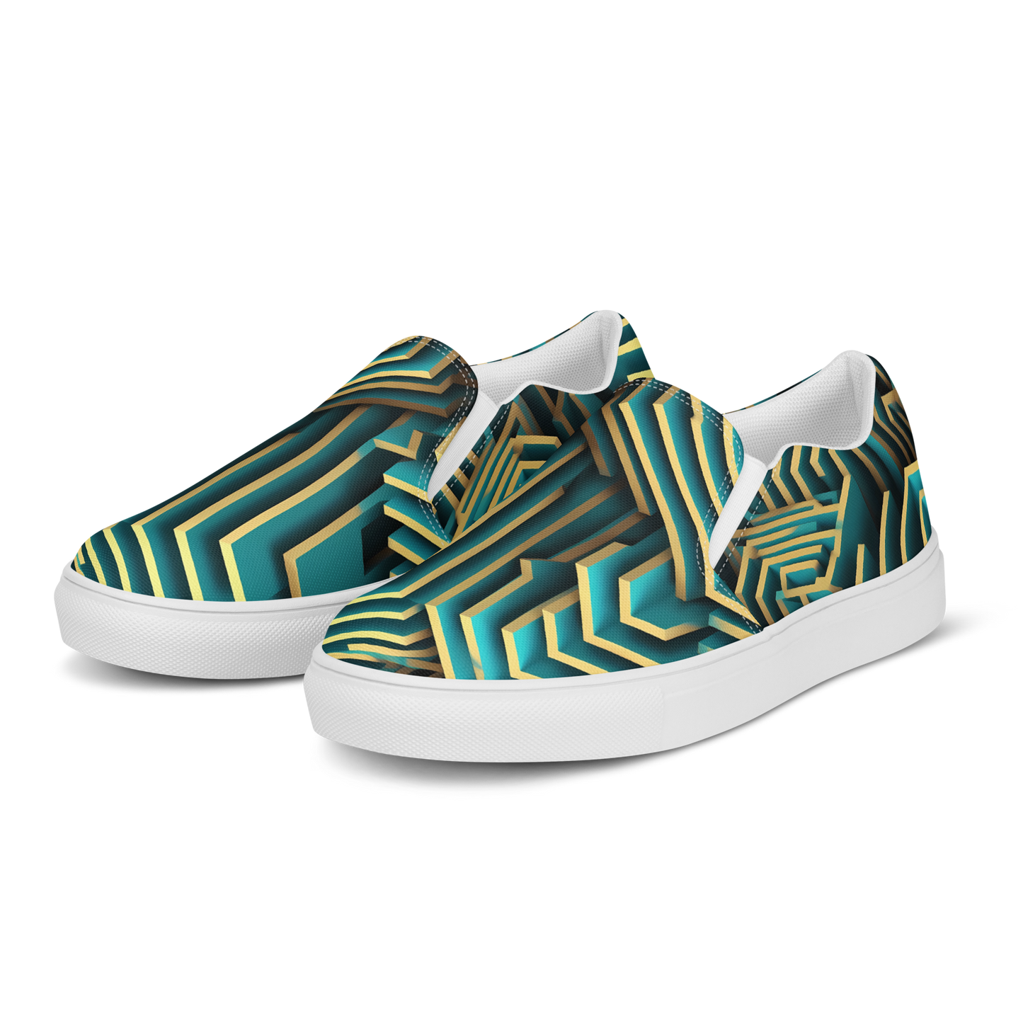 3D Maze Illusion | 3D Patterns | Men's Slip-On Canvas Shoes - #5