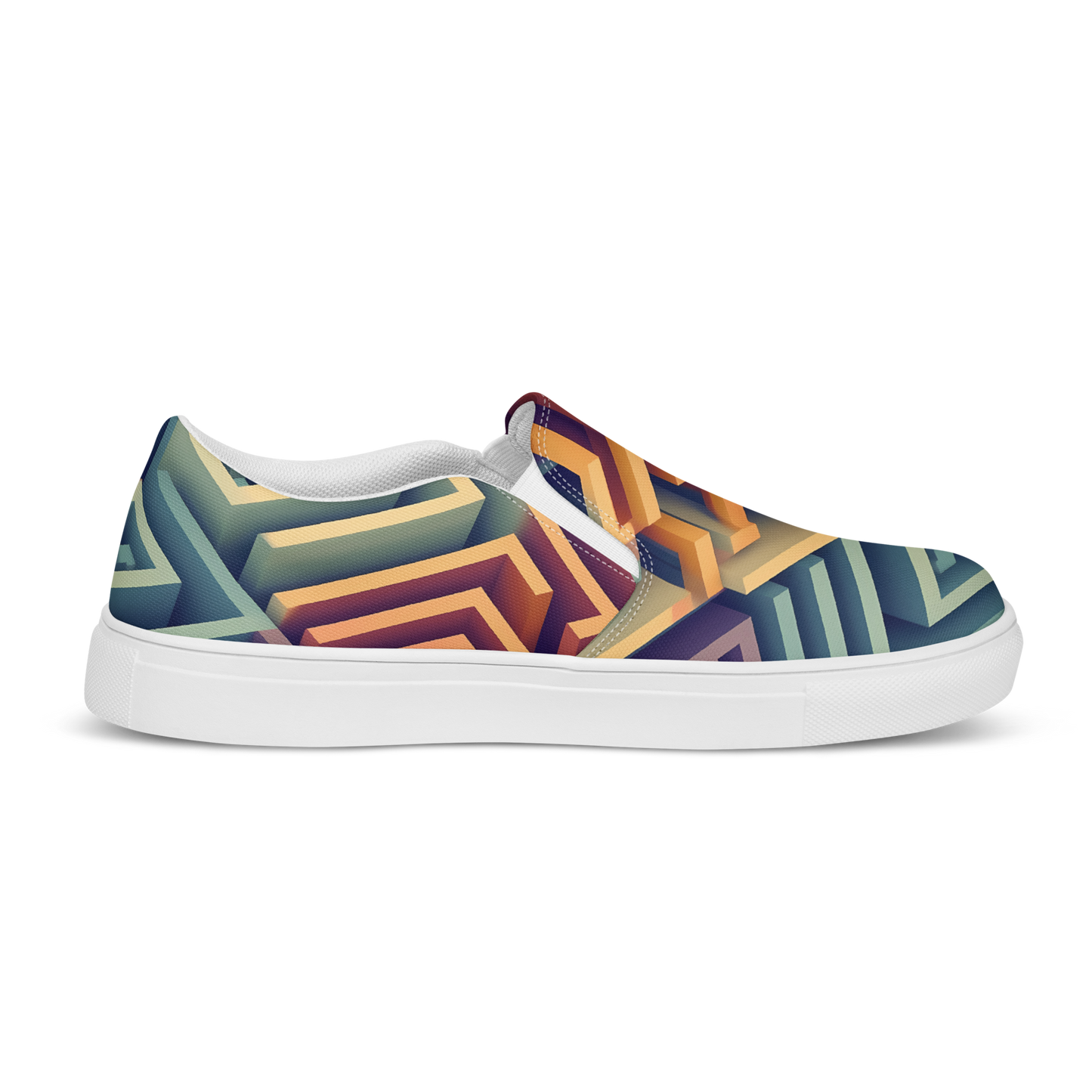 3D Maze Illusion | 3D Patterns | Men's Slip-On Canvas Shoes - #3