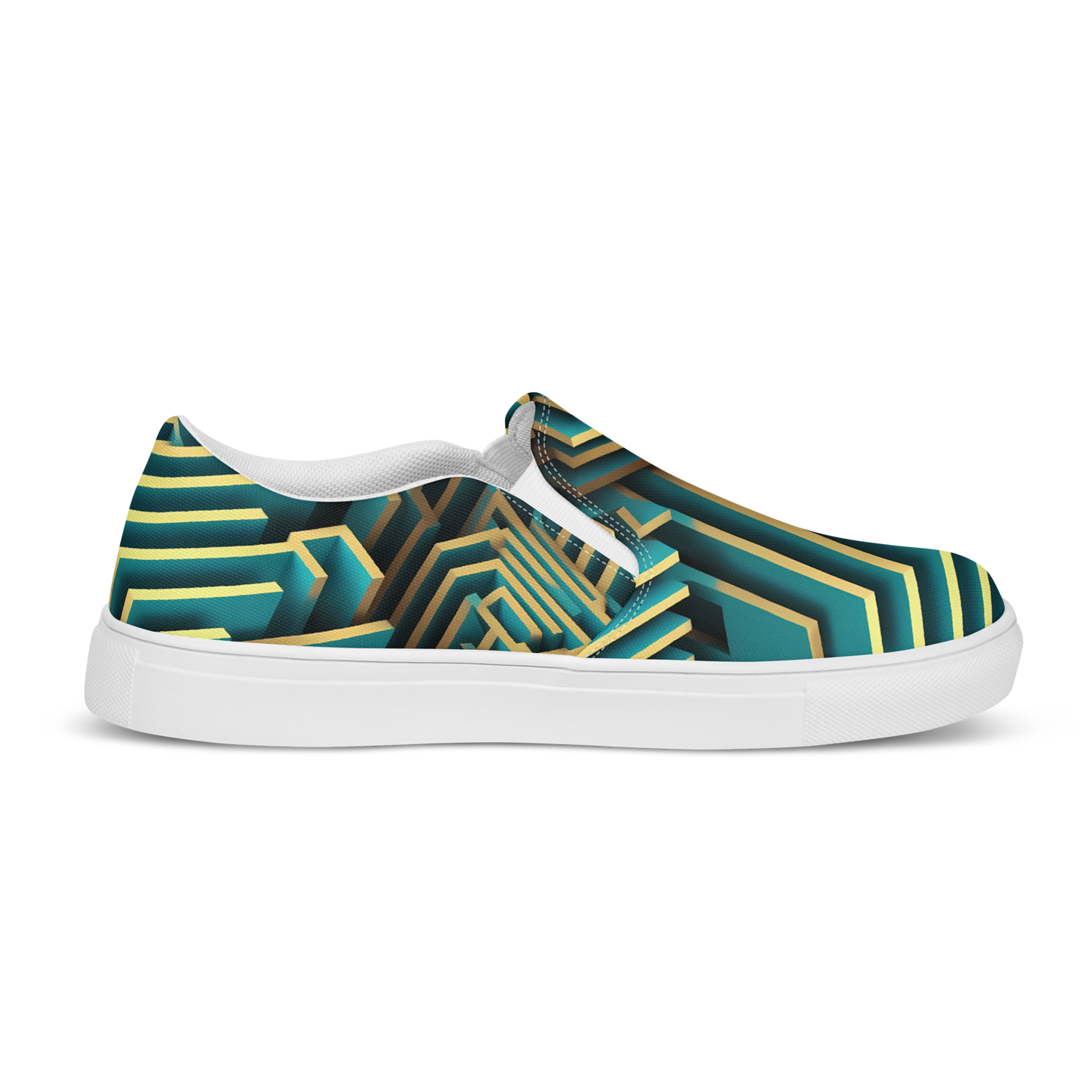 3D Maze Illusion | 3D Patterns | Men's Slip-On Canvas Shoes - #5