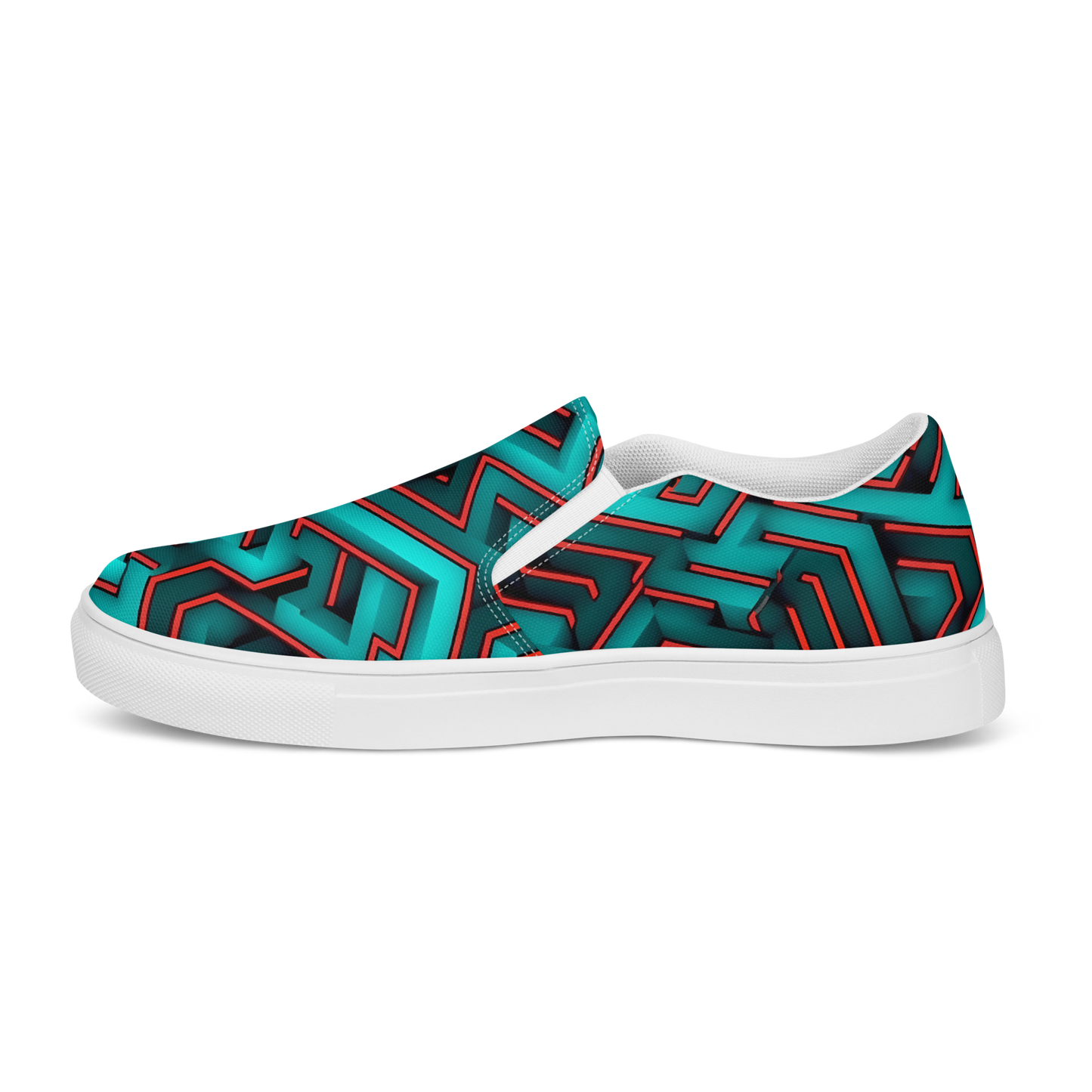 3D Maze Illusion | 3D Patterns | Men's Slip-On Canvas Shoes - #2