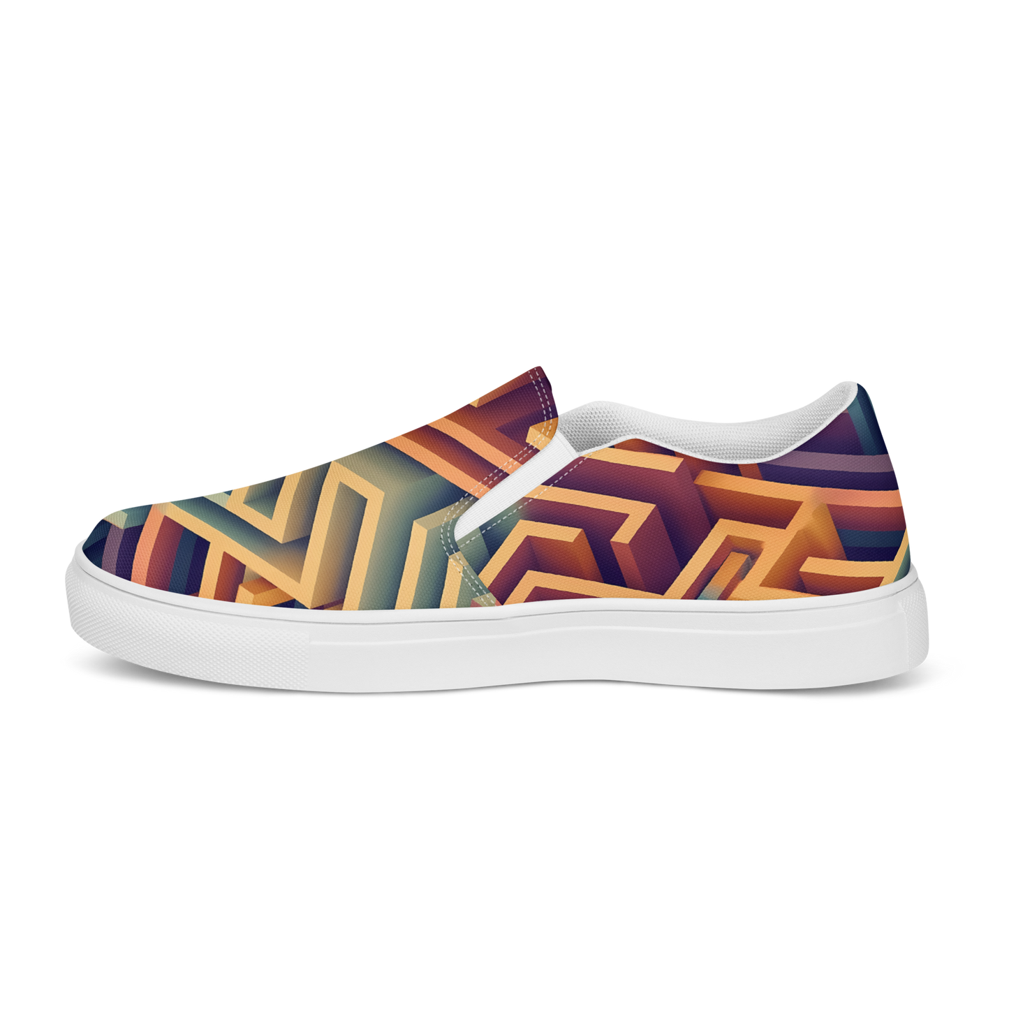 3D Maze Illusion | 3D Patterns | Men's Slip-On Canvas Shoes - #3