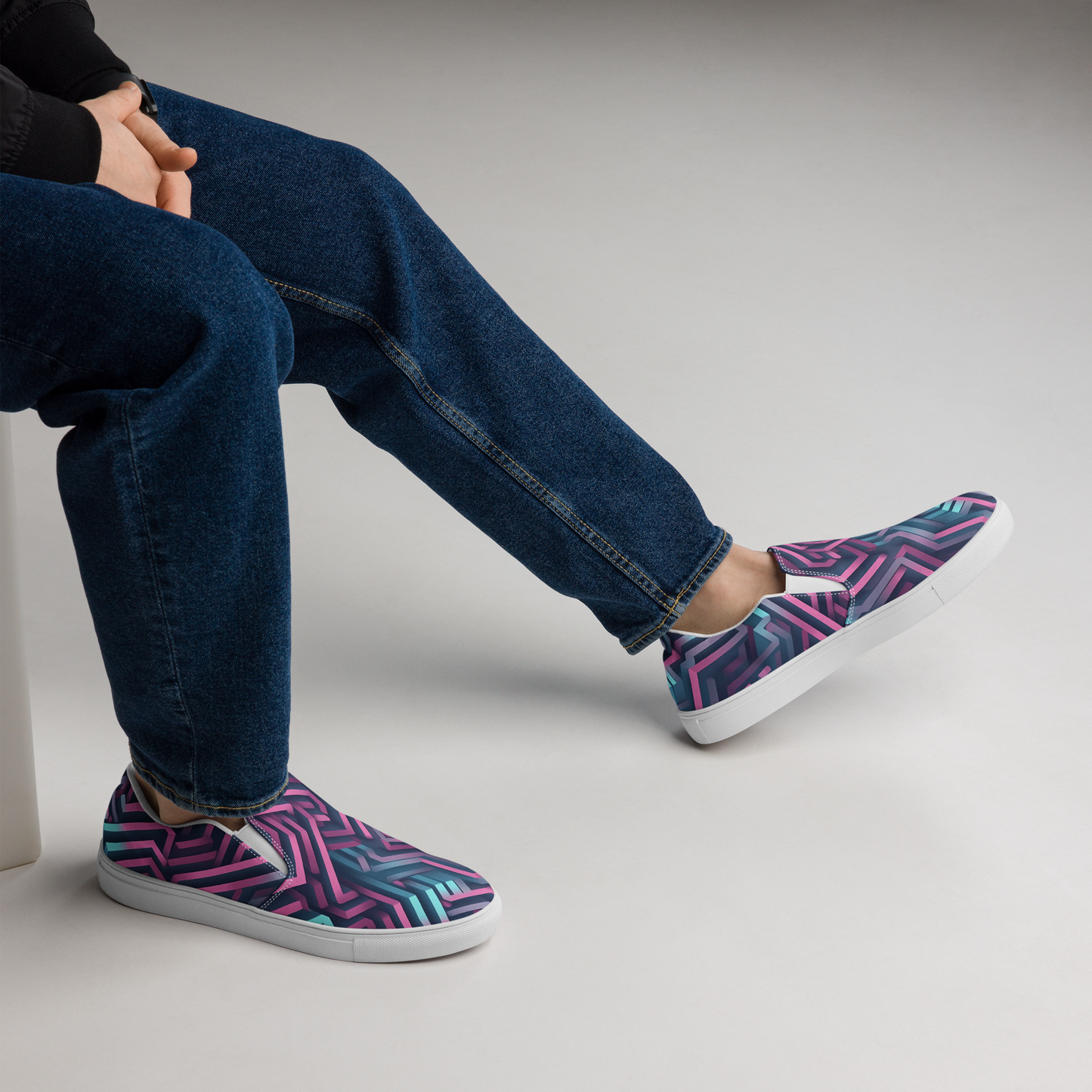 3D Maze Illusion | 3D Patterns | Men's Slip-On Canvas Shoes - #4