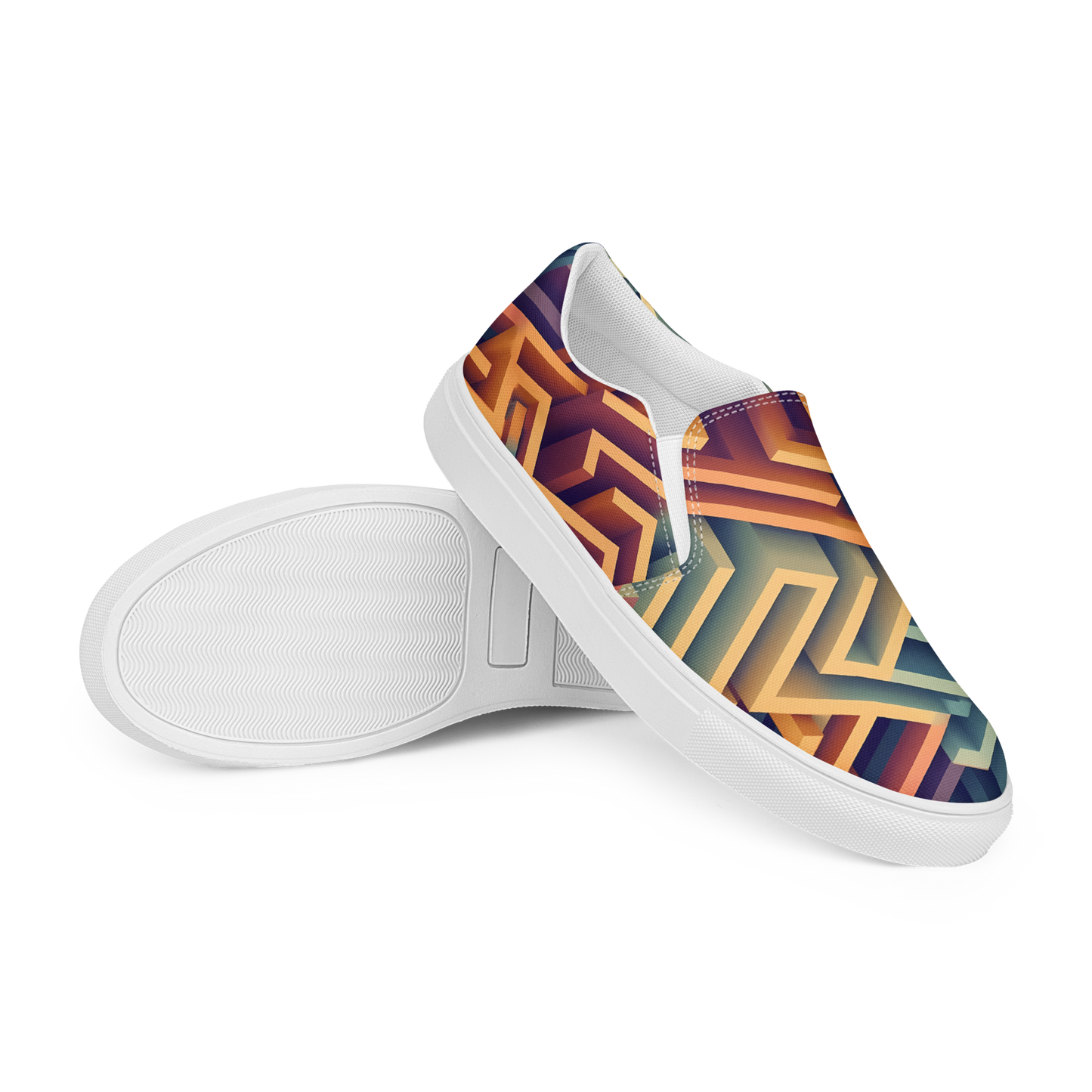 3D Maze Illusion | 3D Patterns | Men's Slip-On Canvas Shoes - #3