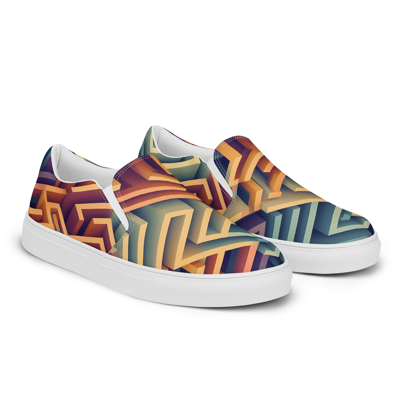 3D Maze Illusion | 3D Patterns | Men's Slip-On Canvas Shoes - #3