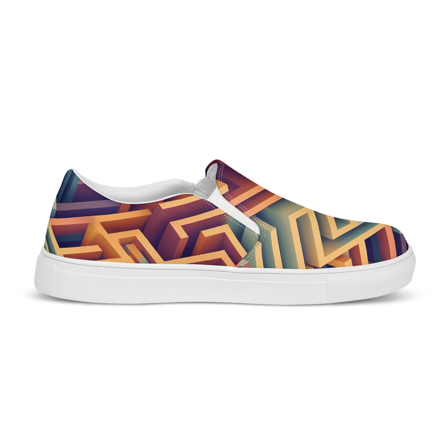 3D Maze Illusion | 3D Patterns | Men's Slip-On Canvas Shoes - #3