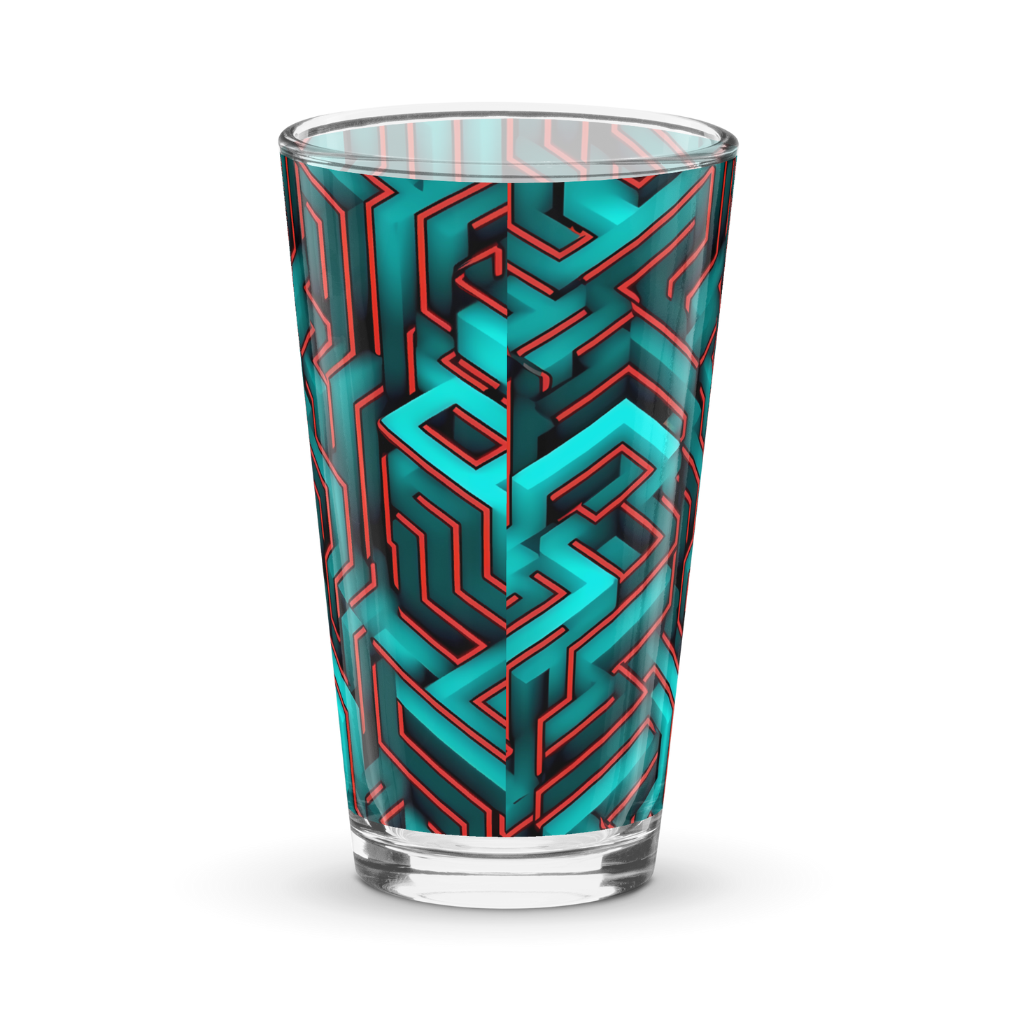 3D Maze Illusion | 3D Patterns | Shaker Pint Glass (16 oz) - #2
