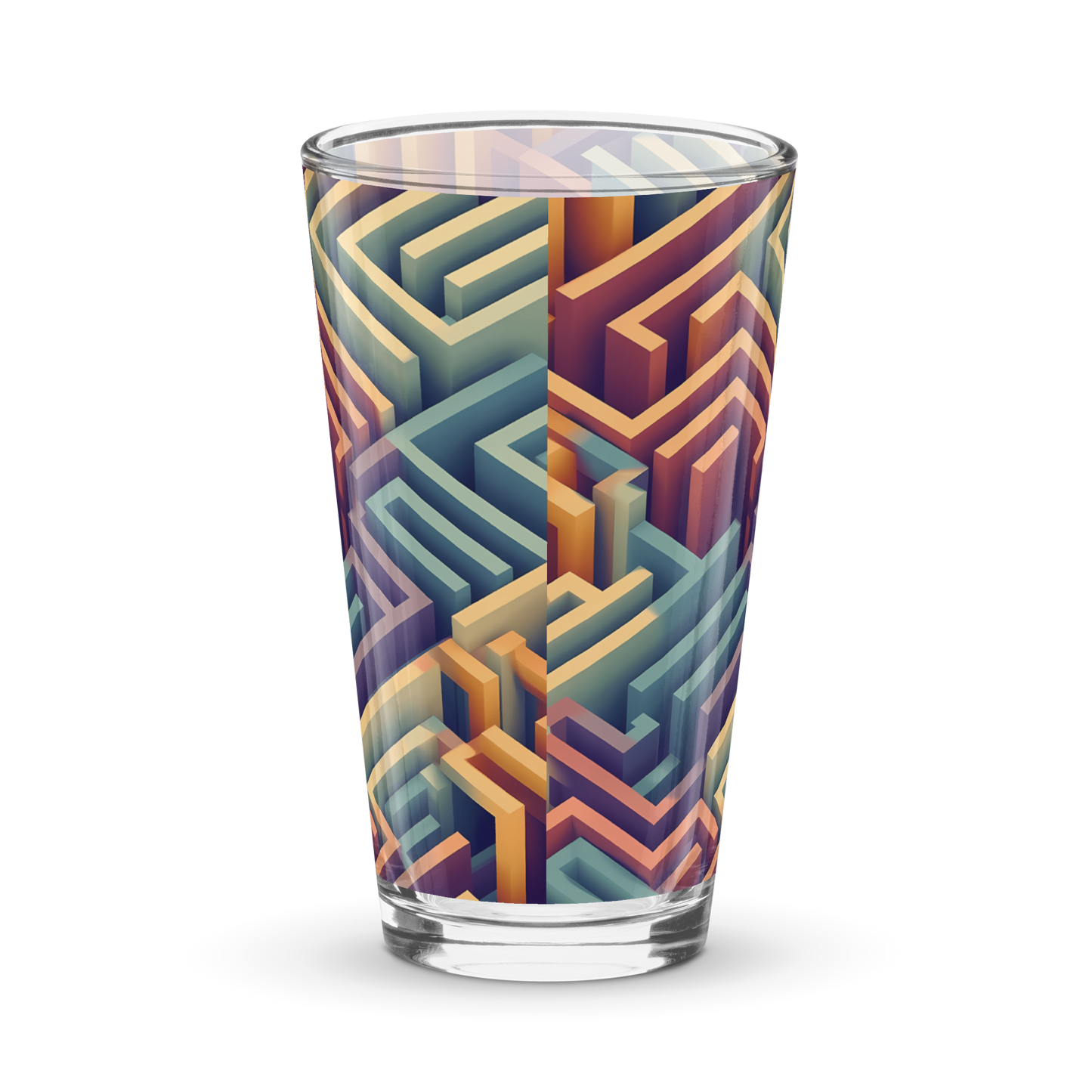 3D Maze Illusion | 3D Patterns | Shaker Pint Glass (16 oz) - #3