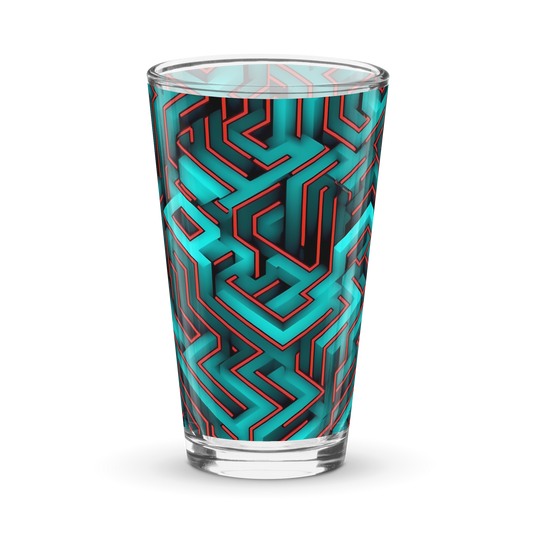 3D Maze Illusion | 3D Patterns | Shaker Pint Glass (16 oz) - #2
