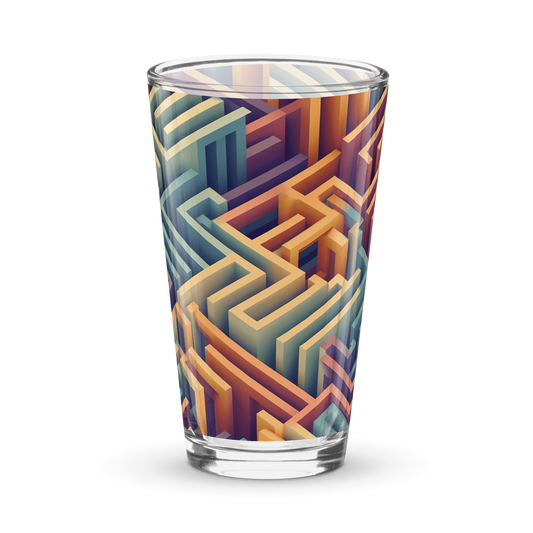 3D Maze Illusion | 3D Patterns | Shaker Pint Glass (16 oz) - #3