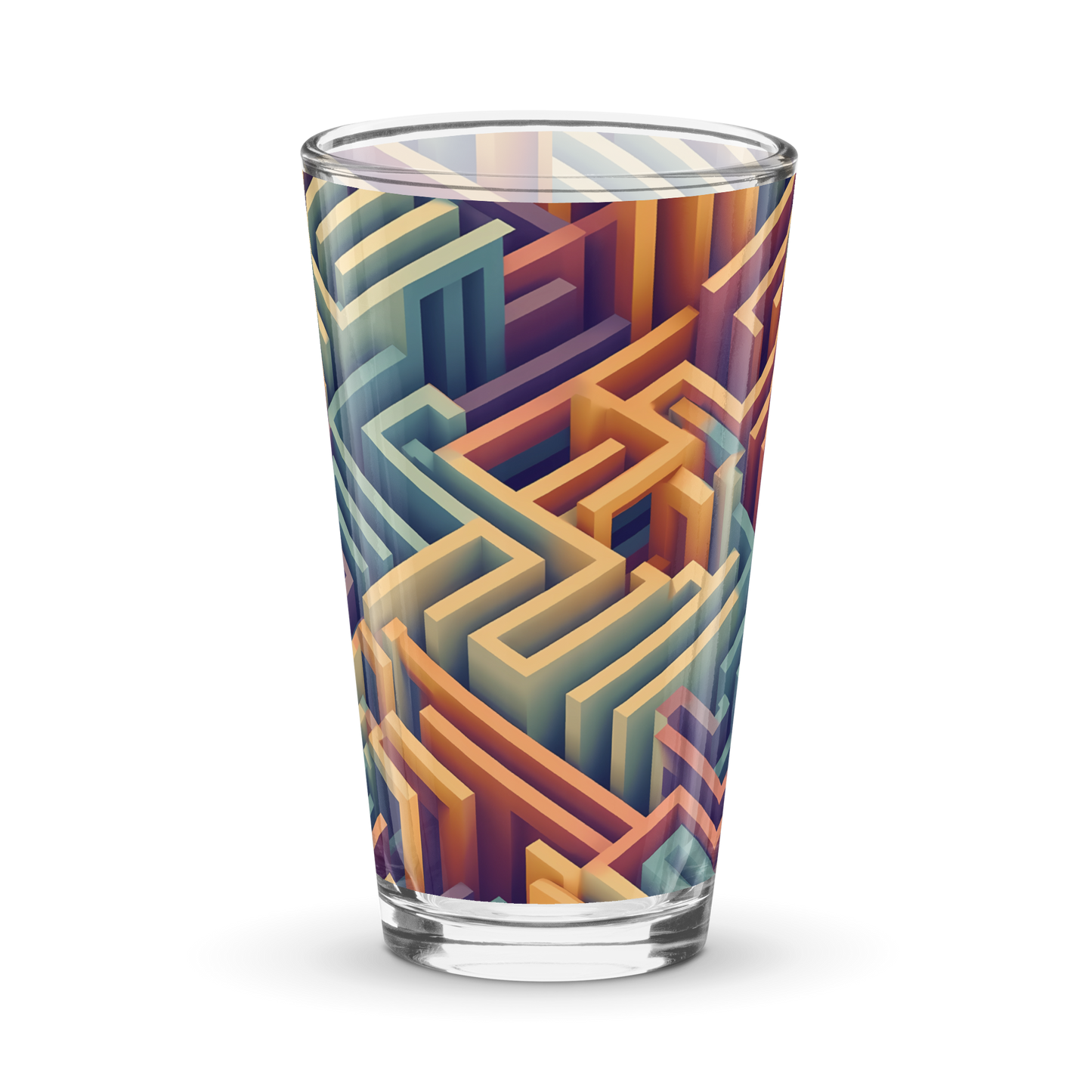 3D Maze Illusion | 3D Patterns | Shaker Pint Glass (16 oz) - #3