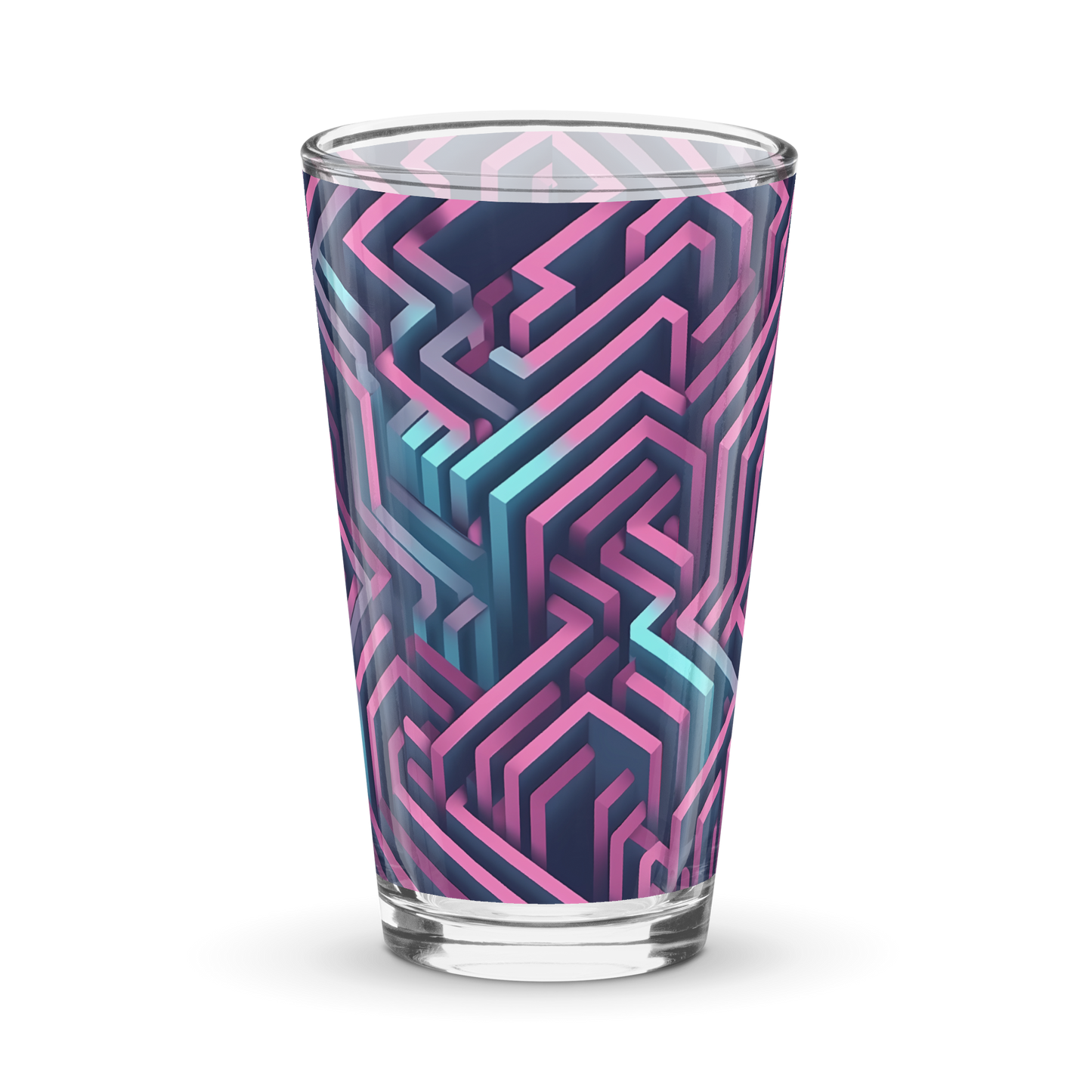 3D Maze Illusion | 3D Patterns | Shaker Pint Glass (16 oz) - #4