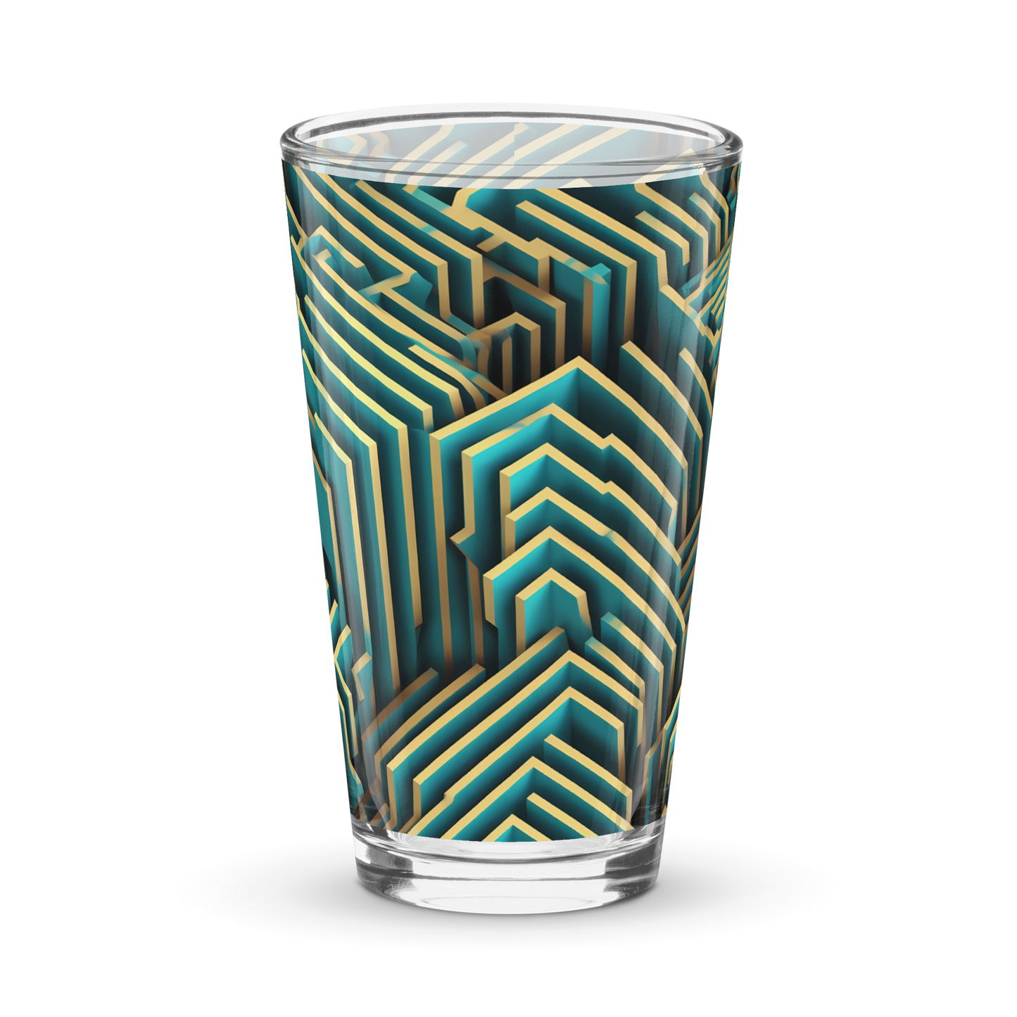 3D Maze Illusion | 3D Patterns | Shaker Pint Glass (16 oz) - #5