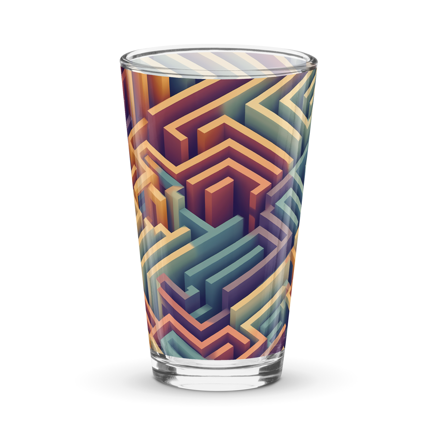 3D Maze Illusion | 3D Patterns | Shaker Pint Glass (16 oz) - #3