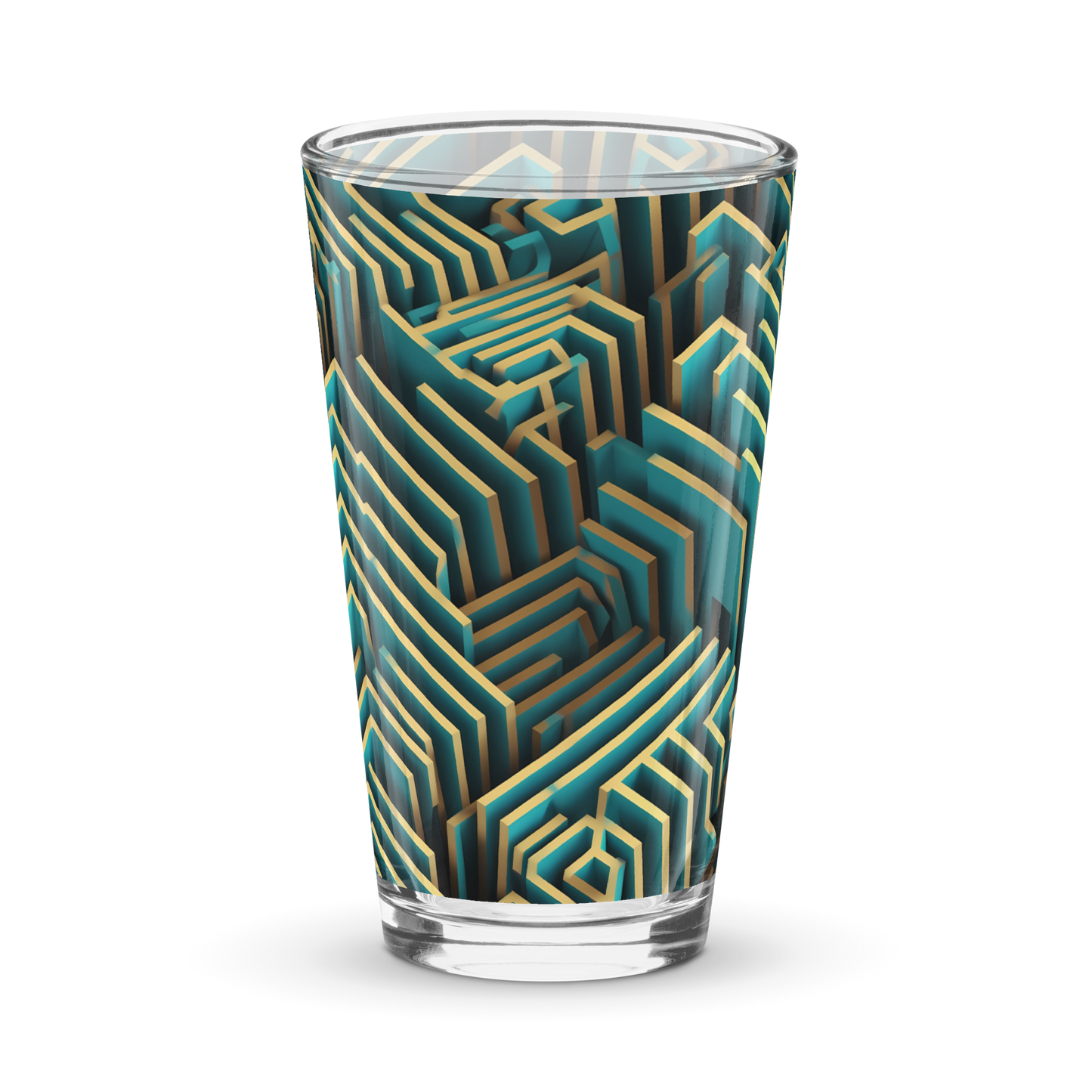 3D Maze Illusion | 3D Patterns | Shaker Pint Glass (16 oz) - #5