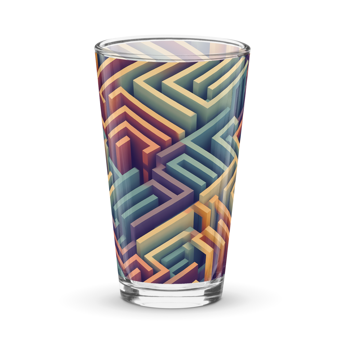 3D Maze Illusion | 3D Patterns | Shaker Pint Glass (16 oz) - #3