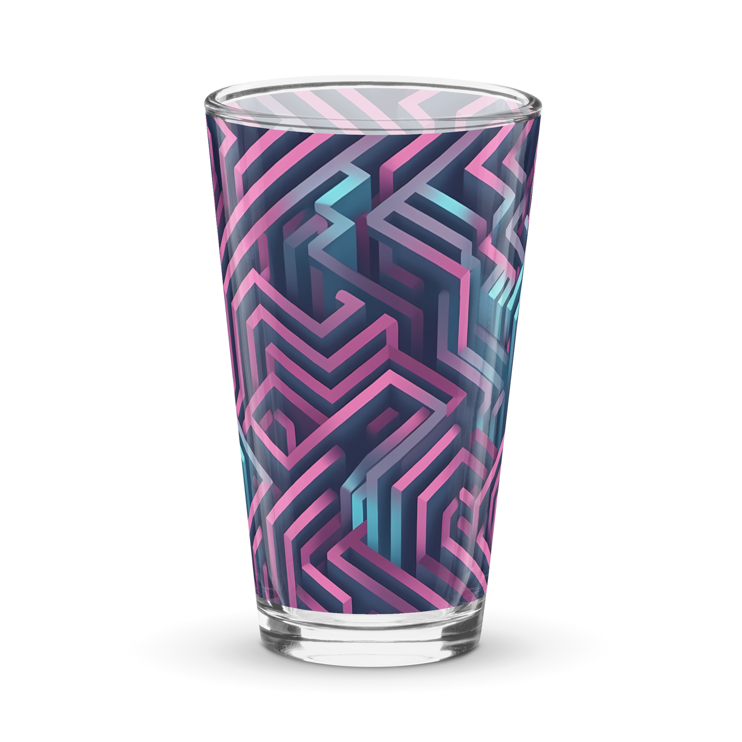 3D Maze Illusion | 3D Patterns | Shaker Pint Glass (16 oz) - #4