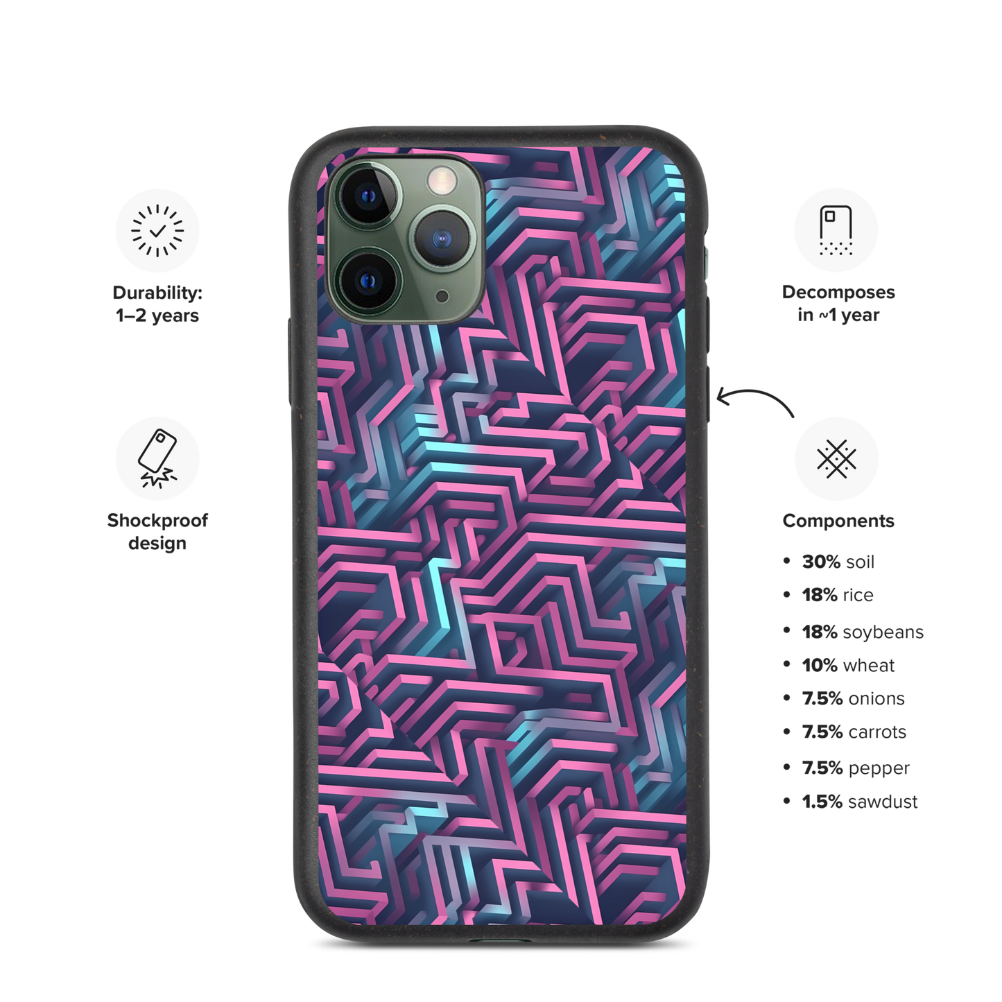 3D Maze Illusion | 3D Patterns | Speckled Case for iPhone - #4