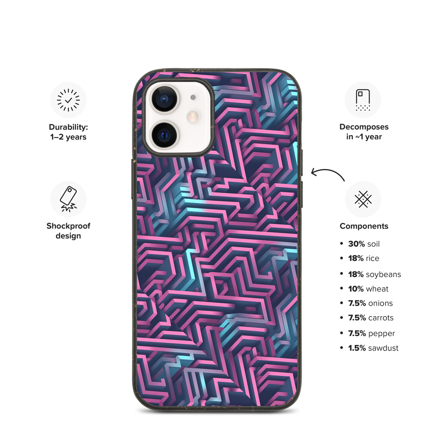 3D Maze Illusion | 3D Patterns | Speckled Case for iPhone - #4