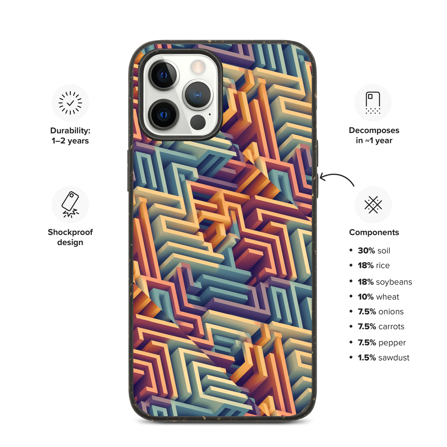 3D Maze Illusion | 3D Patterns | Speckled Case for iPhone - #3