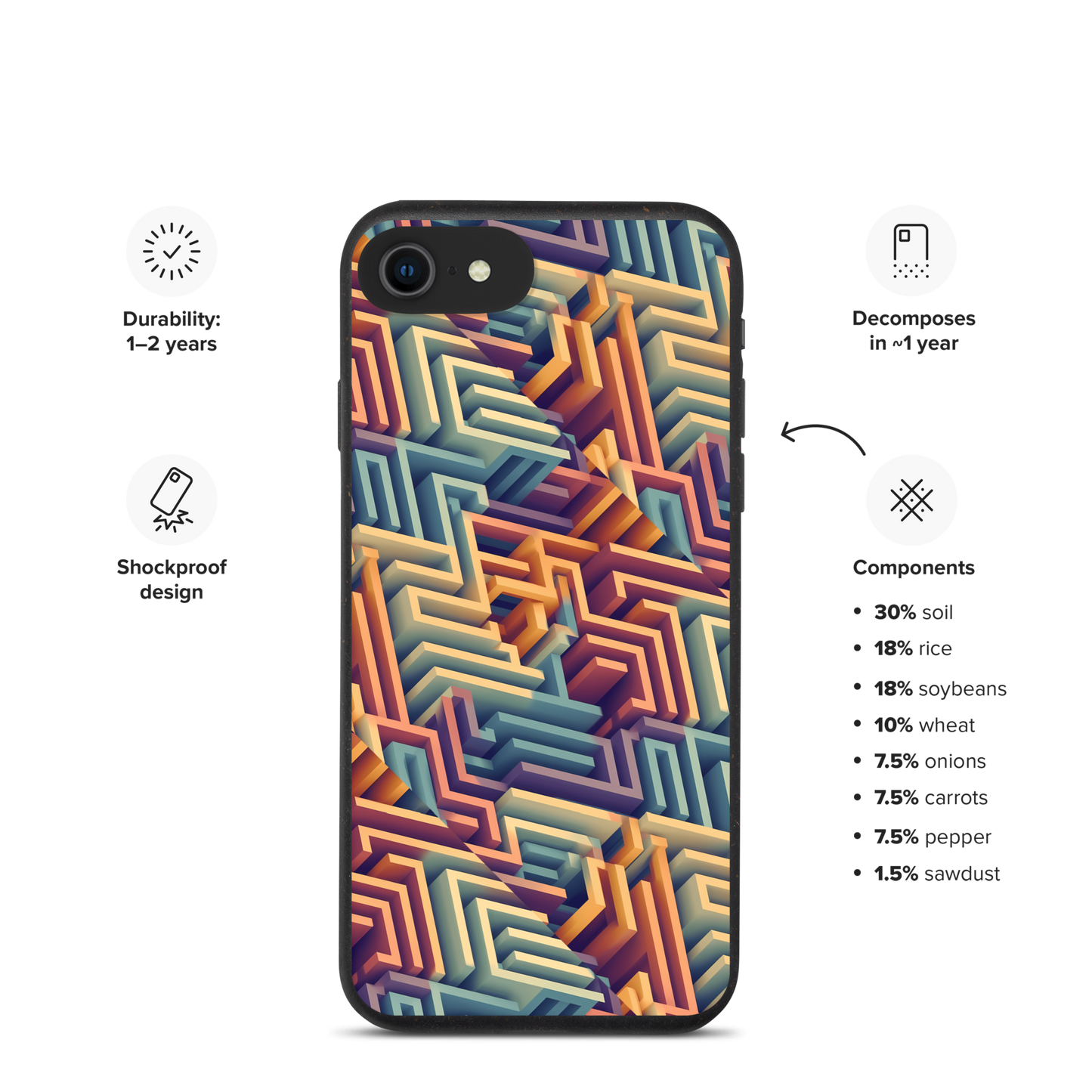 3D Maze Illusion | 3D Patterns | Speckled Case for iPhone - #3