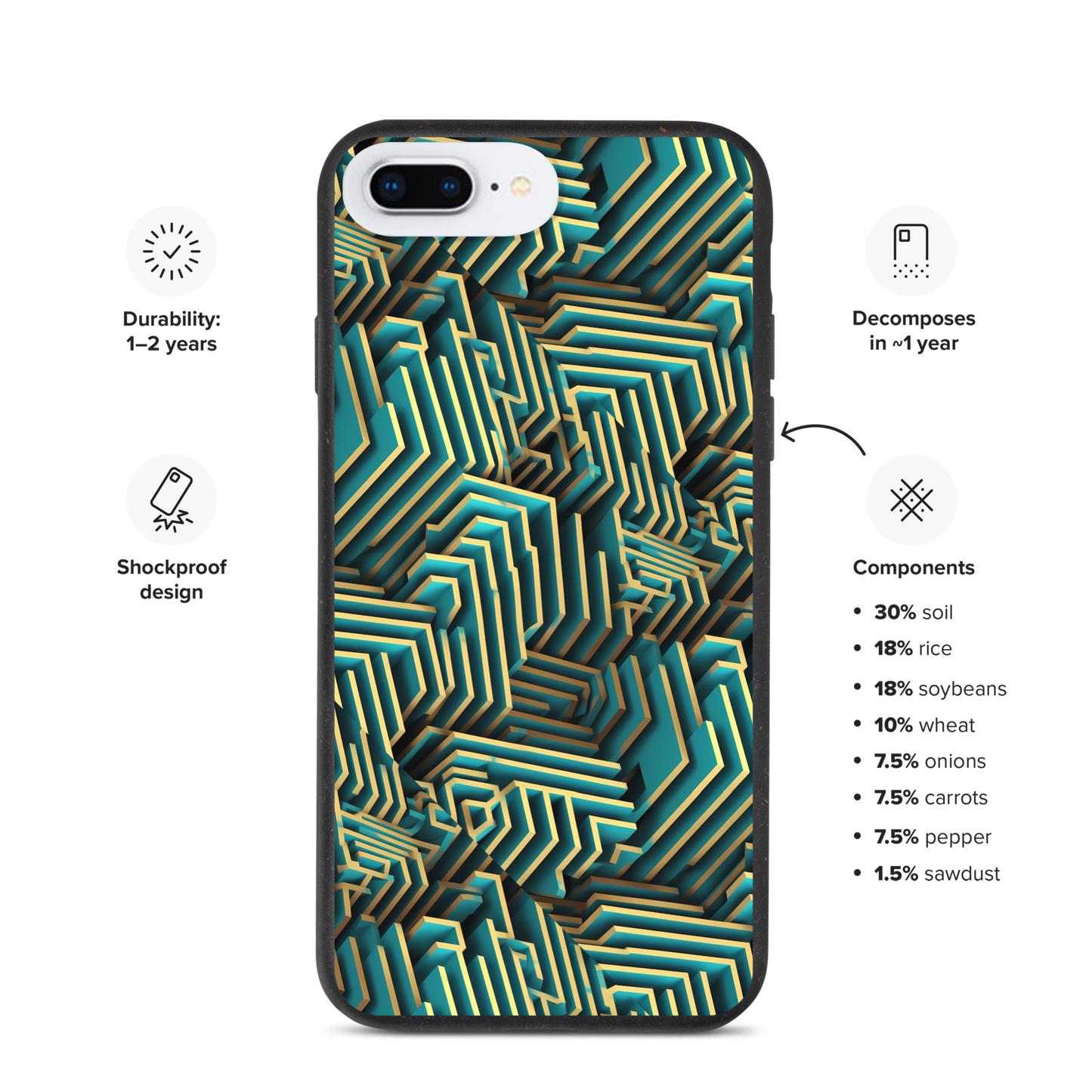 3D Maze Illusion | 3D Patterns | Speckled Case for iPhone - #5