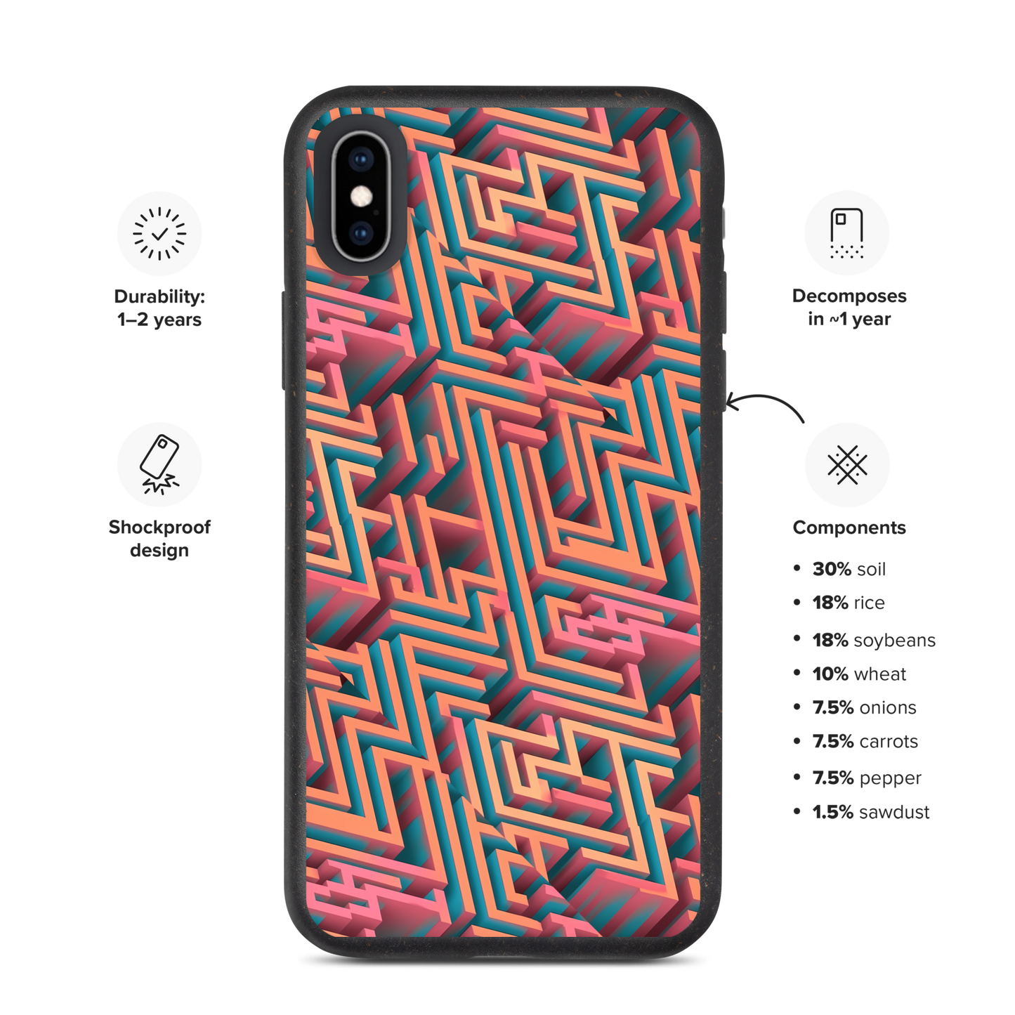 3D Maze Illusion | 3D Patterns | Speckled Case for iPhone - #1