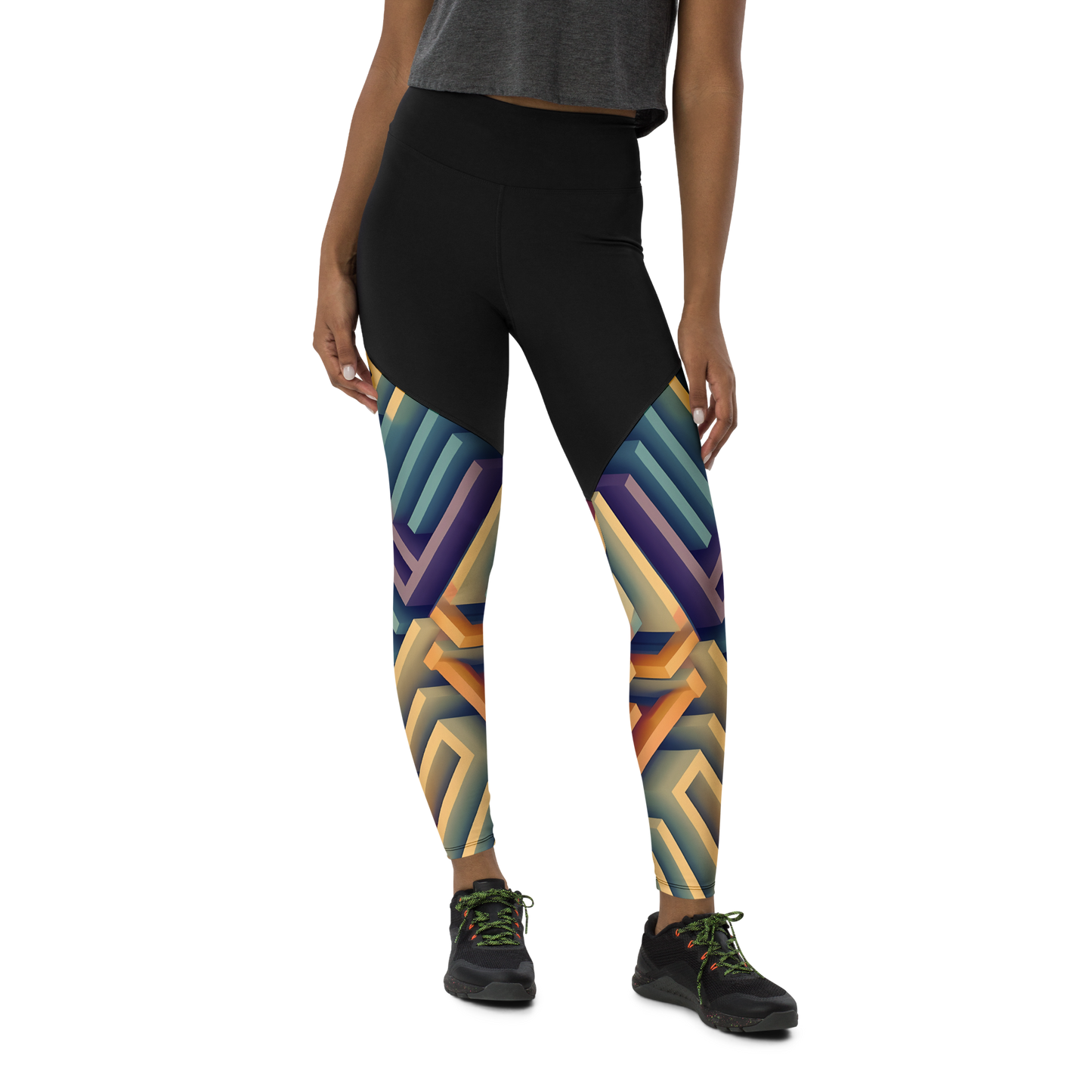 3D Maze Illusion | 3D Patterns | Sports Leggings - #3