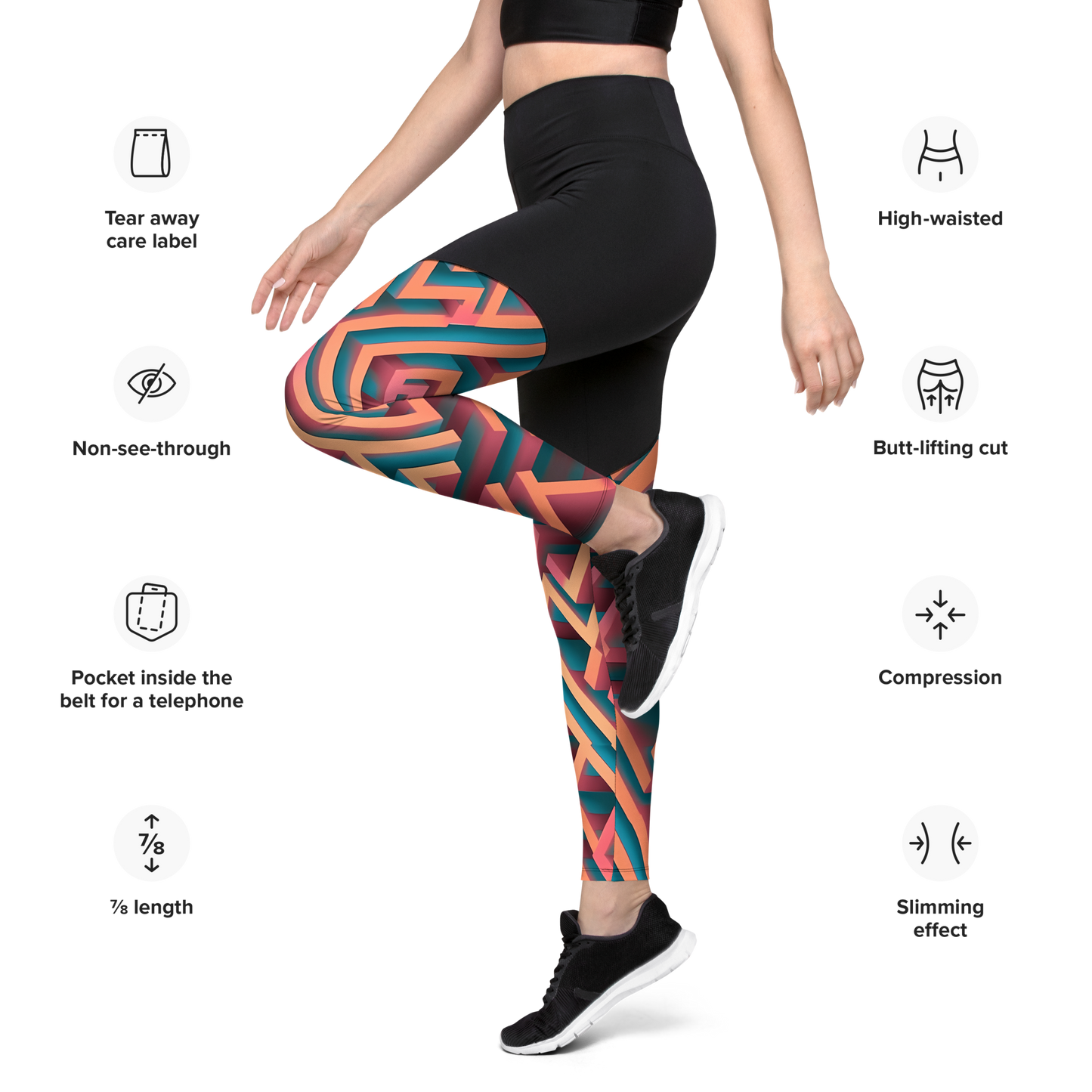 3D Maze Illusion | 3D Patterns | Sports Leggings - #1