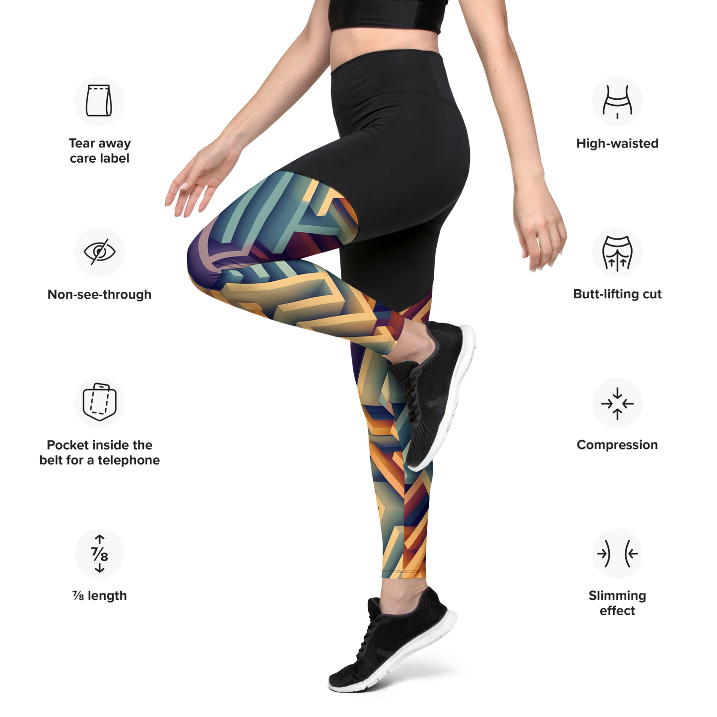 3D Maze Illusion | 3D Patterns | Sports Leggings - #3