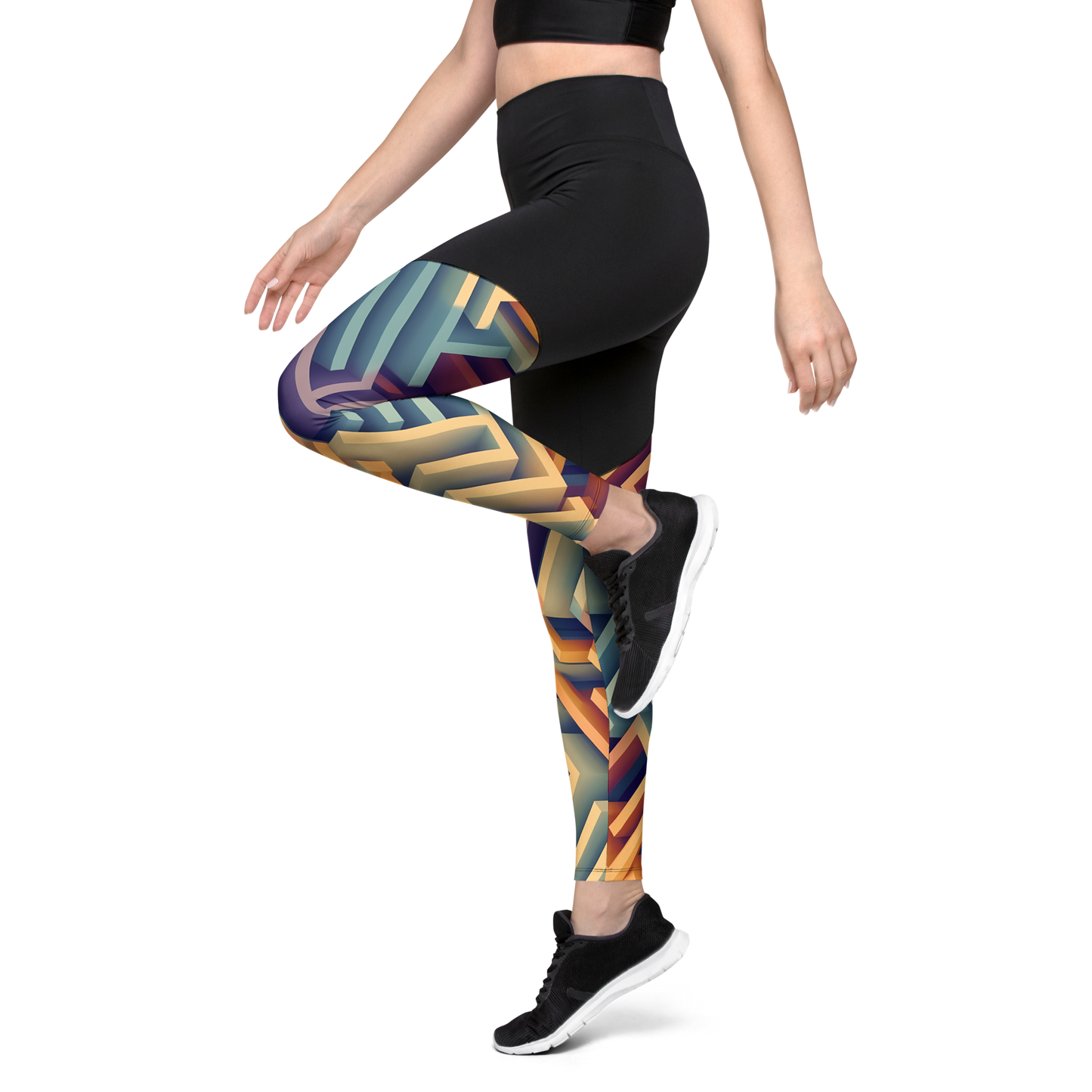 3D Maze Illusion | 3D Patterns | Sports Leggings - #3