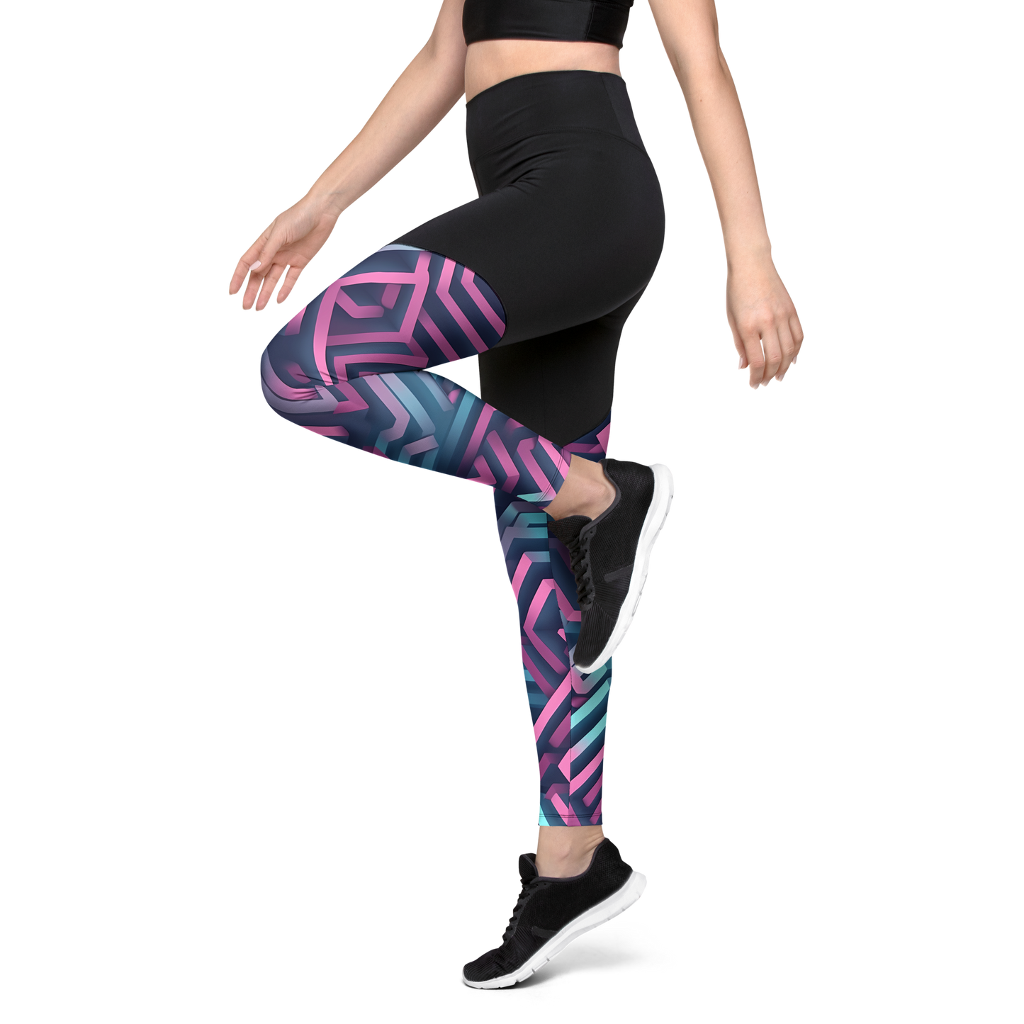 3D Maze Illusion | 3D Patterns | Sports Leggings - #4