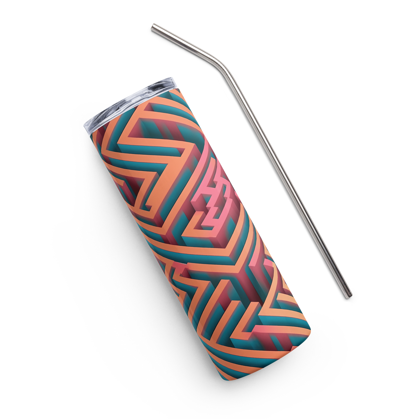 3D Maze Illusion | 3D Patterns | Stainless Steel Tumbler - #1