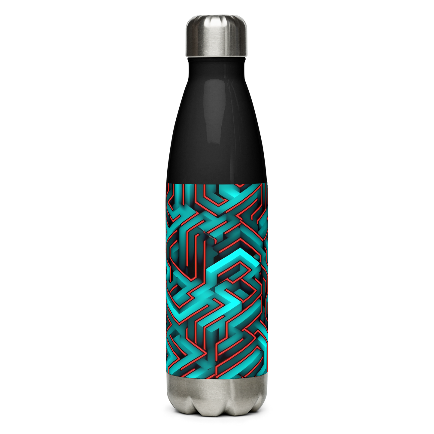 3D Maze Illusion | 3D Patterns | Stainless Steel Water Bottle - #2