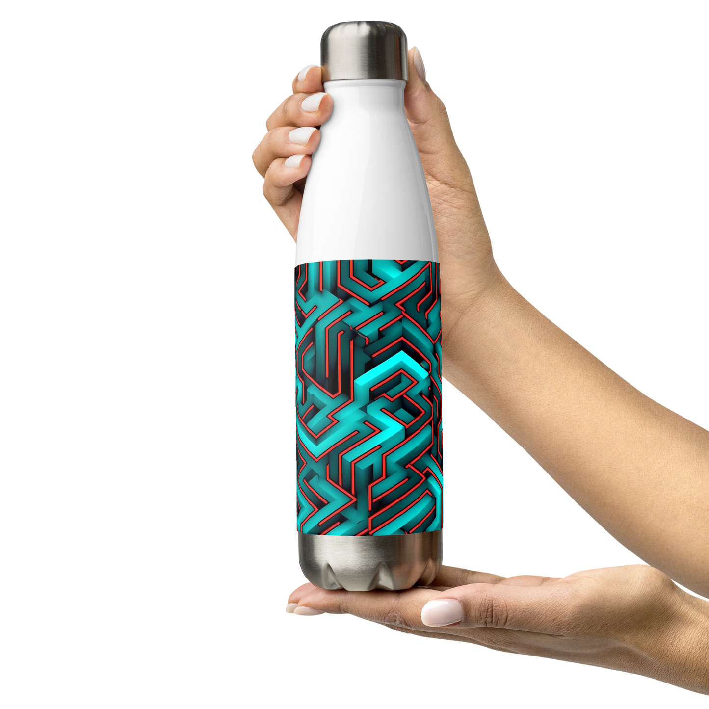 3D Maze Illusion | 3D Patterns | Stainless Steel Water Bottle - #2